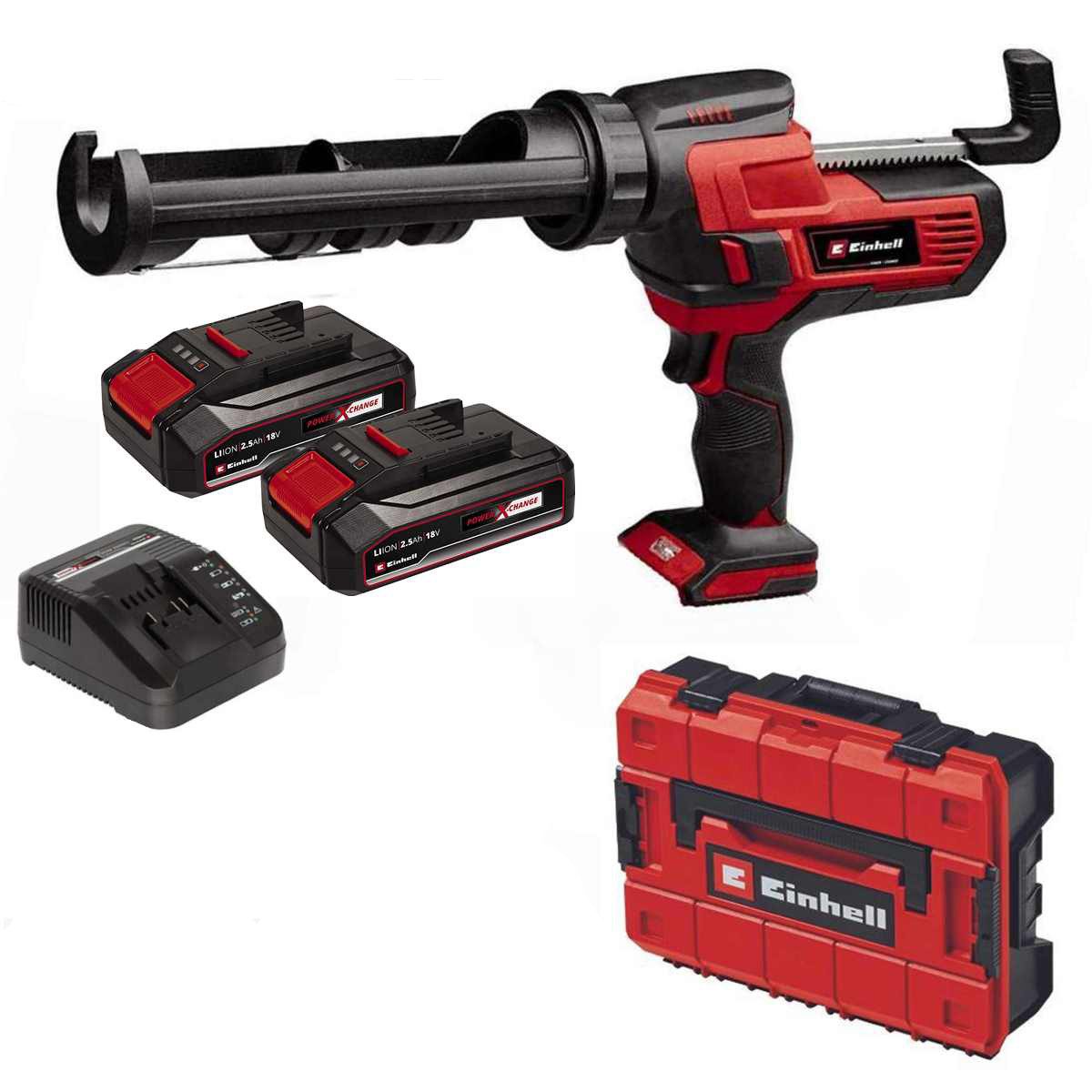 Einhell Akku-Kartuschenpistole Kartuschenpistole TE-SG 18/10 18V + 2 x Akku 2.5 Ah, Ladegerät,Koffer