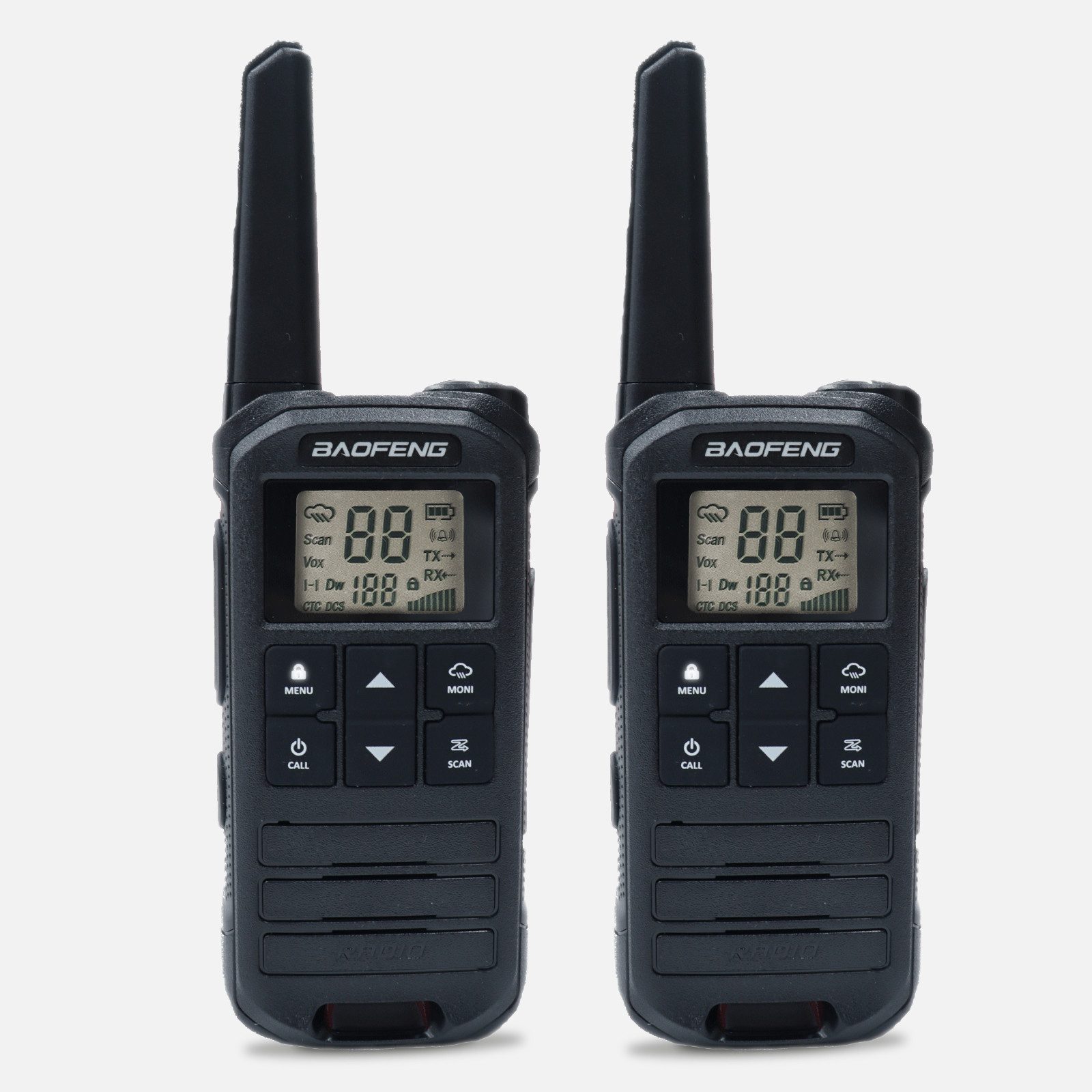 Baofeng Walkie Talkie FR-22A, mit LCD-Bildschirm, (PMR Funkgeräte Handfunkgerät, 2-St., für Erwachsene & Kinder, USB-C, LED Taschenlampe), wiederaufladbar, mit NOAA-Warnfunktion