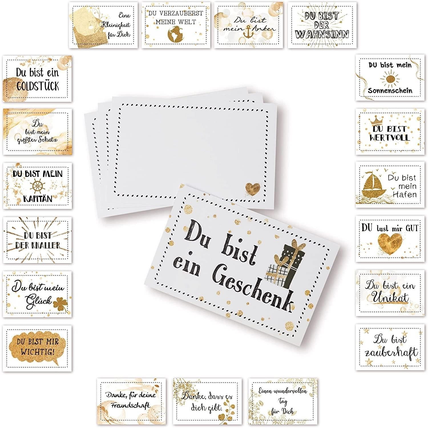 Logbuch-Verlag Klappkarte Motivationskarten + Geschenkaufkleber SET - 20 Sprüche Karten + 24