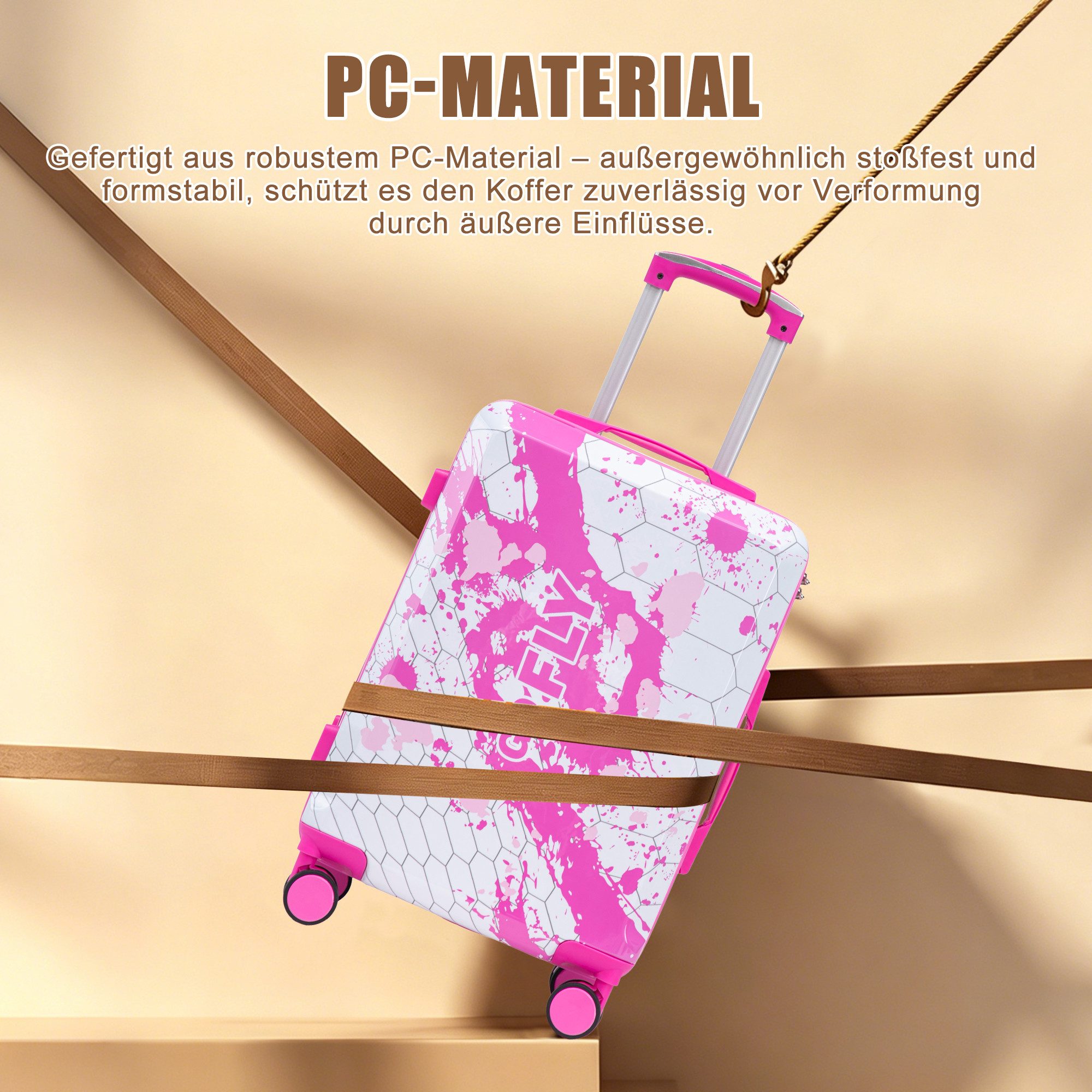i@home Koffer 20‑Zoll‑PC‑Spinner‑Rad‑Koffer, Handgepäck‑Koffer, mit bedrucktem Muster und Zahlenschloss