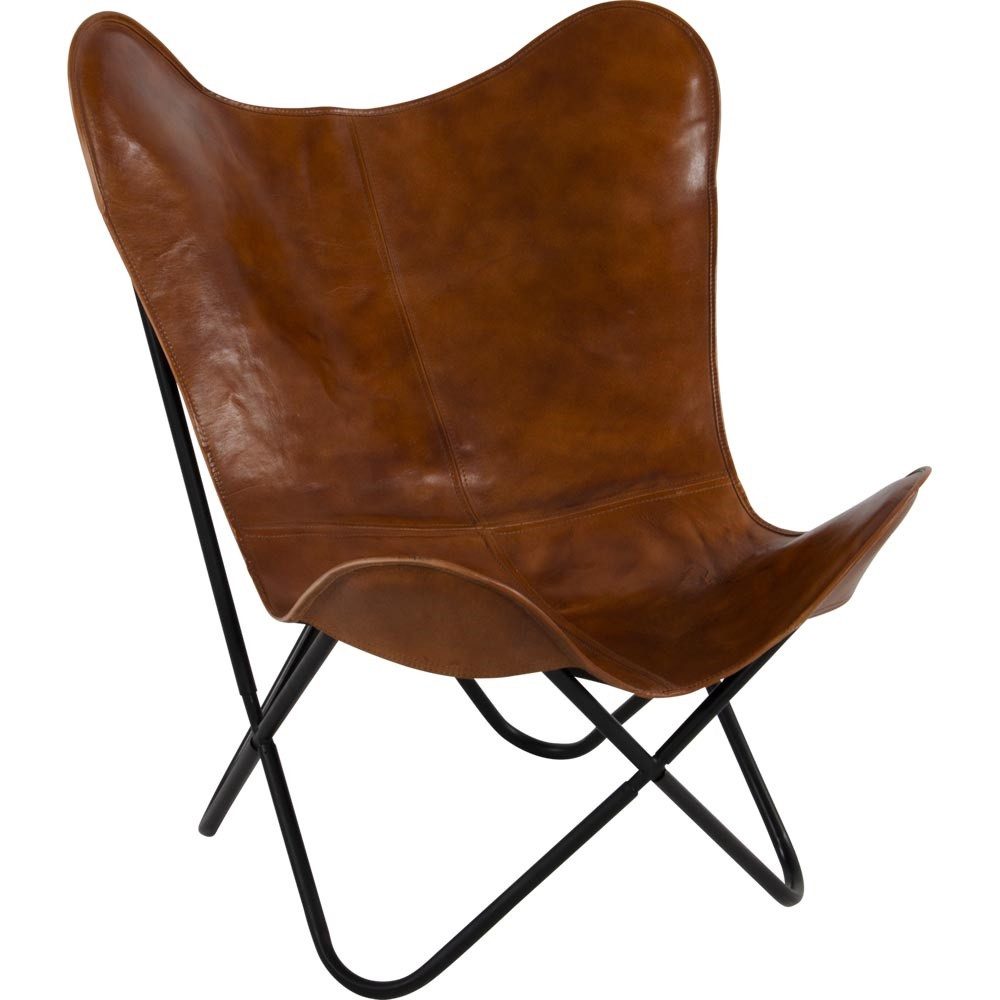 Lesli Living Klappstuhl Butterfly Chair BUFFALO BROWN – Leder Schmetterlingsstuhl (1 St)