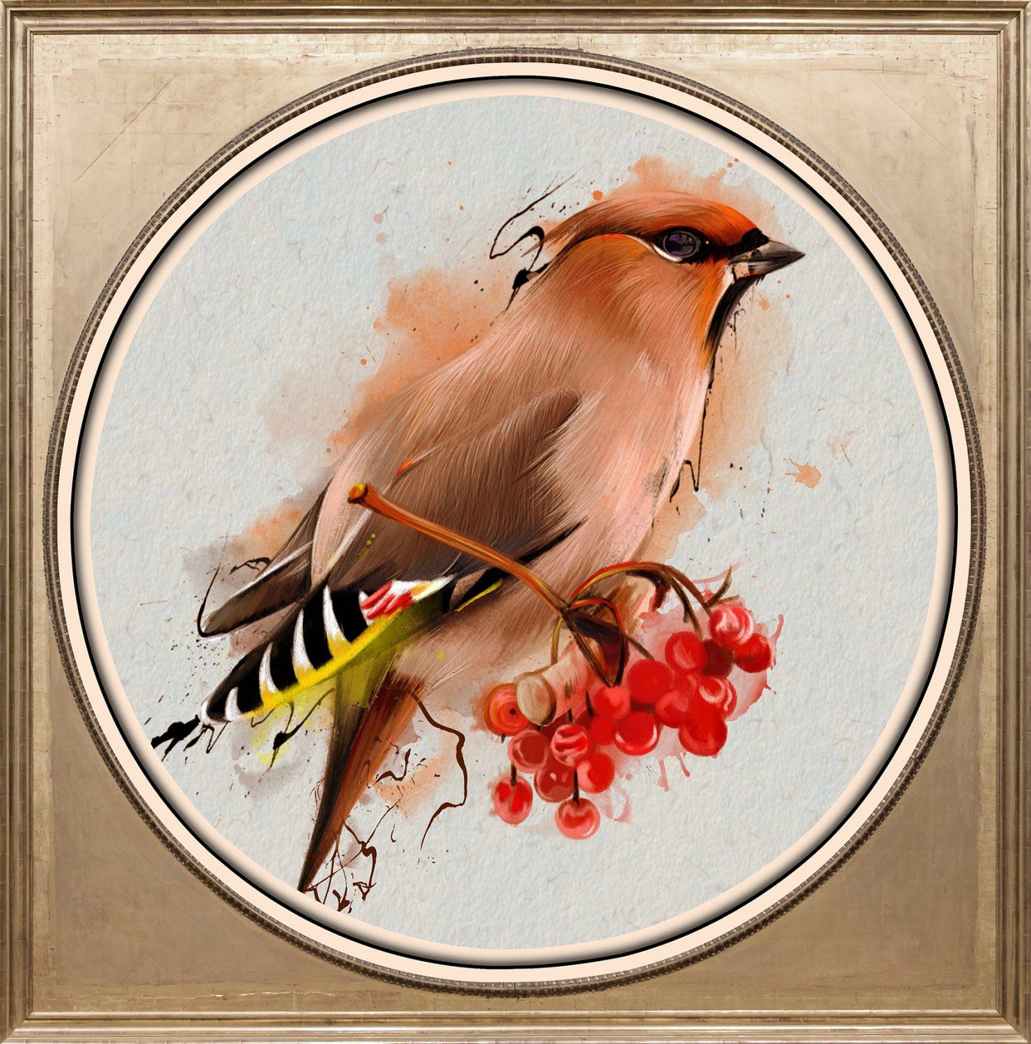 queence Acrylglasbild Vogel, Blumen, Blumenbilder, Gemälde, Kunst, Vogelbilder, Vögel, Fine Art-Print in Galeriequalität