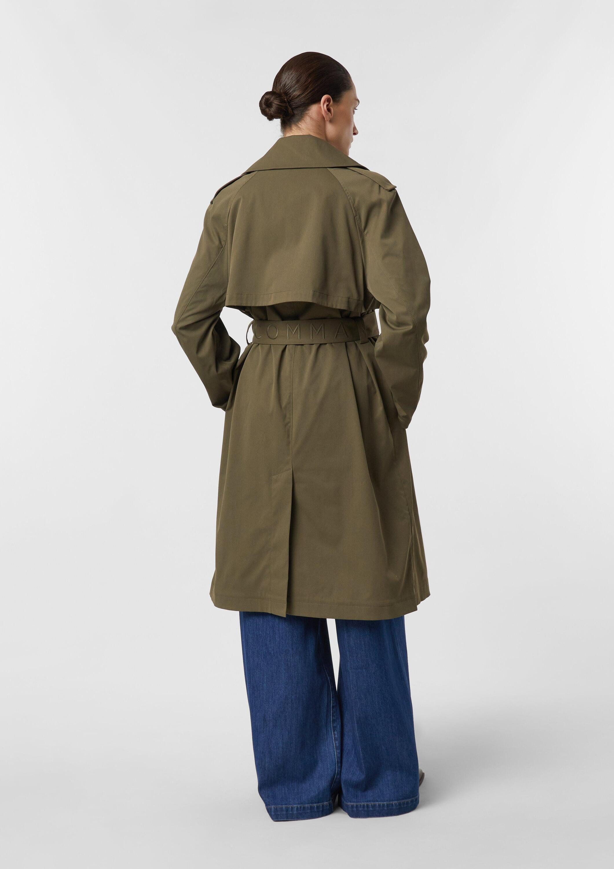 comma Trenchcoat Outdoor-Mantel Trenchcoat mit Logodetails und Bindegürtel