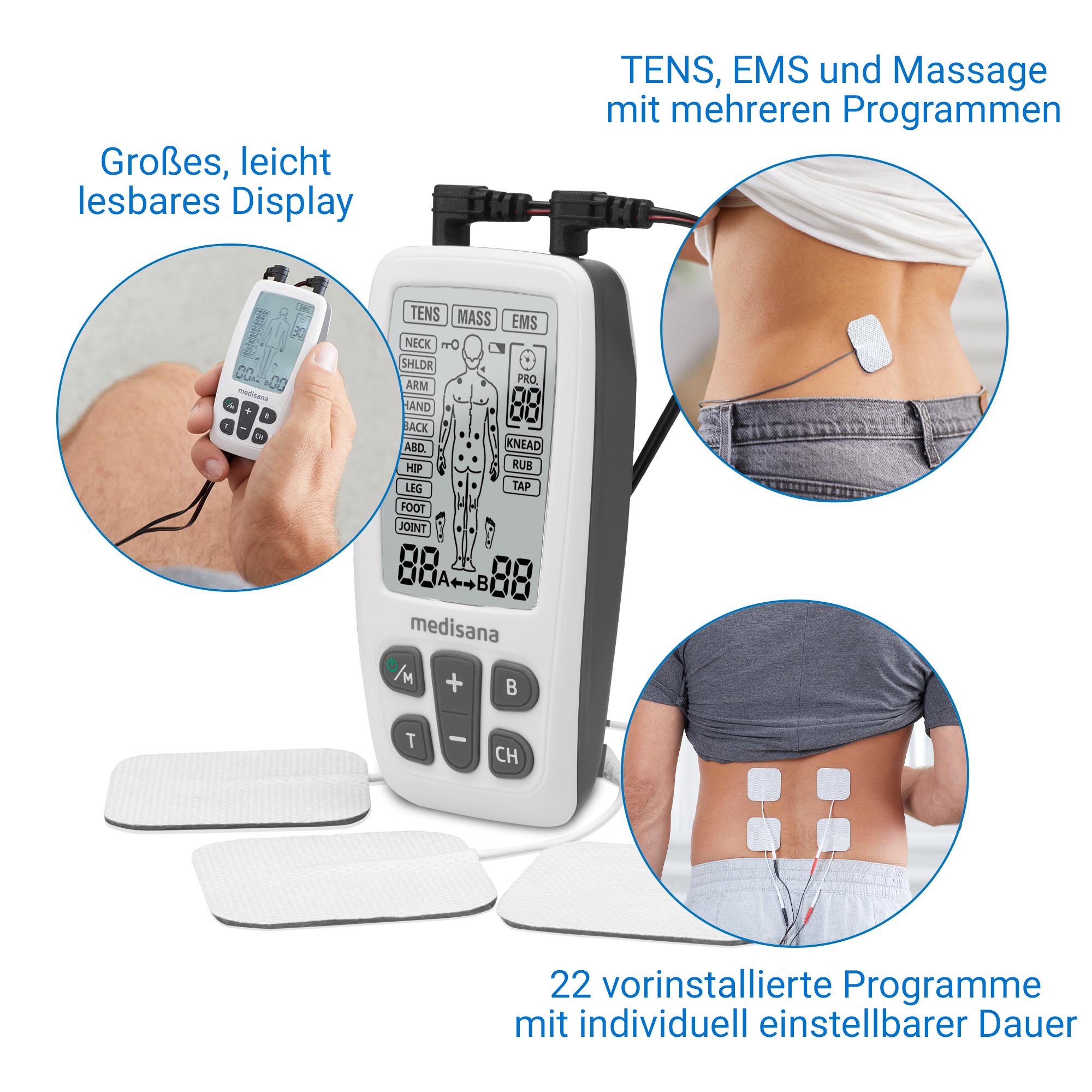 medisana TENS-EMS-Gerät TT 200 WEST, TENS, EMS,Massage, 22 Vorprogramme, 3 Massageprogramme