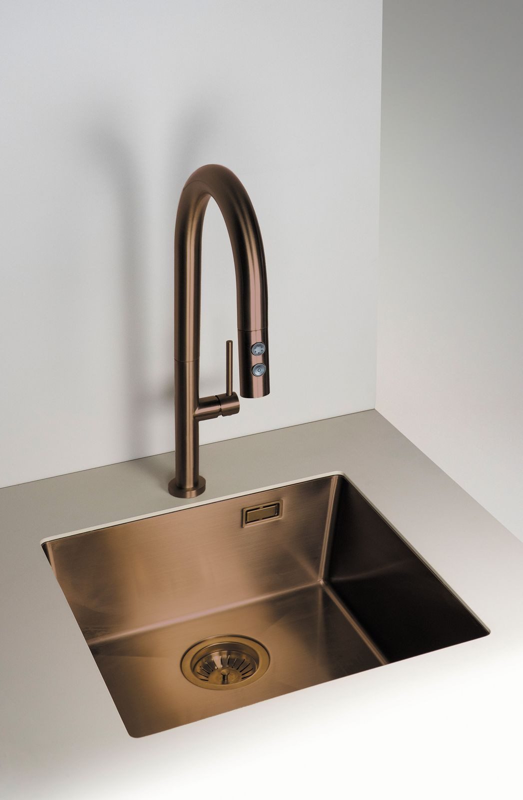 Edelstahlspüle Einbauspülbecken Bronzefarben eckig 55 cm Edelstahl mit Siphon