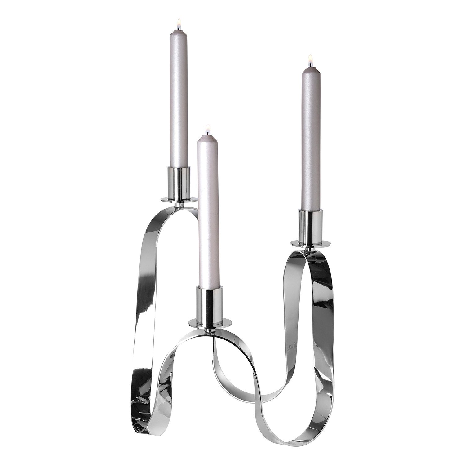 Fink Kerzenhalter RIVER Leuchter - silber - Aluminium/ Edelstahl - H. 39cm x B. 28cm (1x Leuchter, 1 St., Kandelaber - Armleuchter), Kerzenständer Kerzenhalter Lichterhalter Lichtträger Deko 70cm