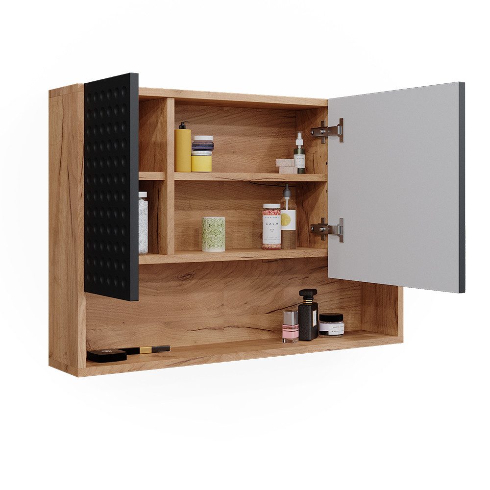 Vicco Badezimmerspiegelschrank Irma, Goldkraft Eiche/Anthrazit, 80.1 x 55 cm (1-St)