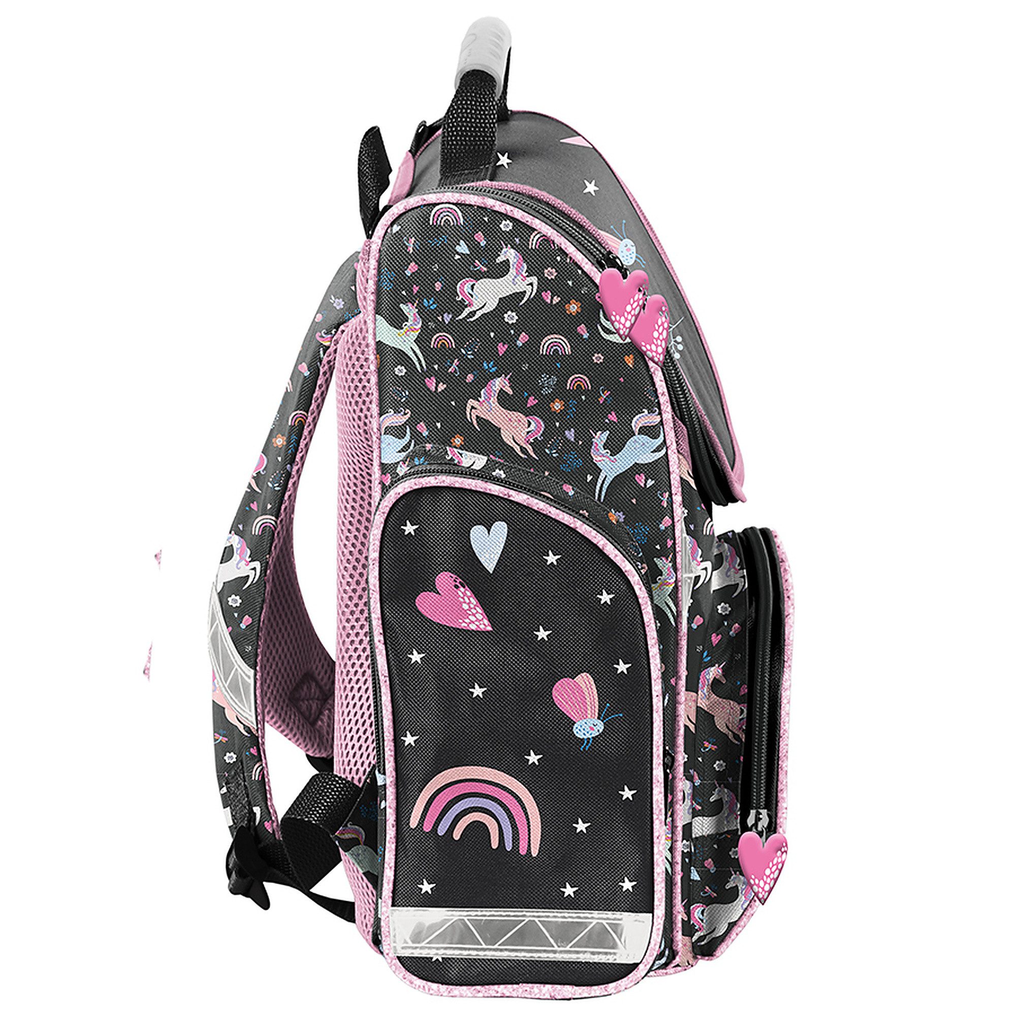 PASO Schulrucksack (Schulset, 5-tlg), Einhorn, 5-tlg. Set