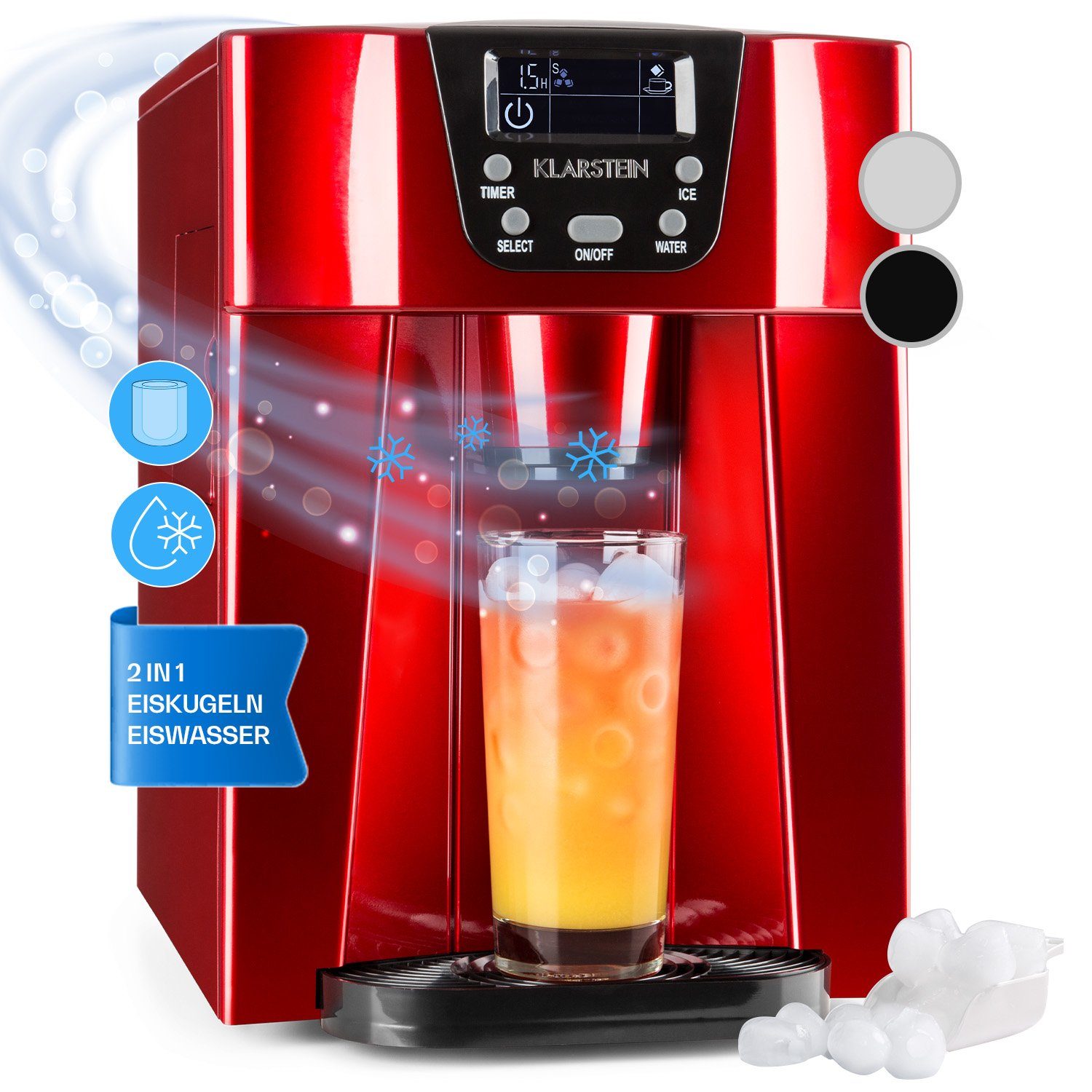 Klarstein Eiswürfelmaschine Ice Volcano 2G, Eiswürfelmaschine Eiswürfelbereiter Ice Cube Maker Eiswürfel Automat