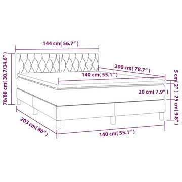 vidaXL Bettgestell Boxspringbett mit Matratze Taupe 140x200 cm Stoff Bett Bettgestell