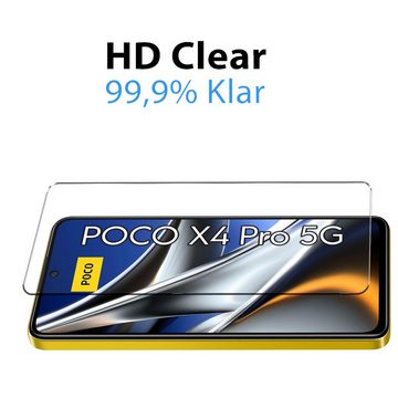CoolGadget Schutzfolie Panzerfolie für Xiaomi Poco X4 Pro 5G, (Spar-Set 4in1, 2x Displayschutz, 2x Kameraschutz), Panzerglas Schutzfolie für Poco X4 Pro 5G Folie