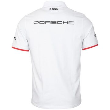 Porsche Motorsport Poloshirt Teamline (Weiß) aus Baumwolle, mit Schriftzug auf dem Rücken