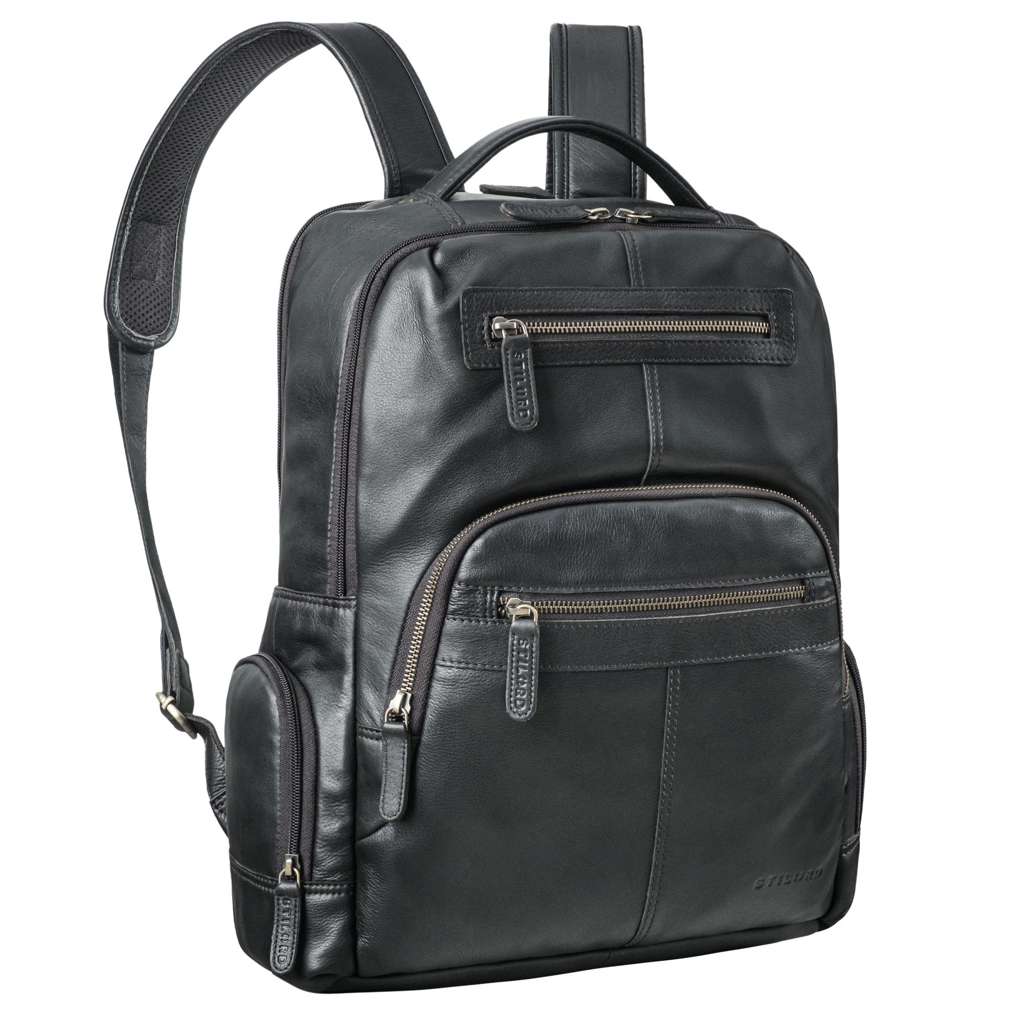 Notebook-Rucksack "Riccardo" Robuster Leder Laptoprucksack 18 Zoll für Herren & Damen