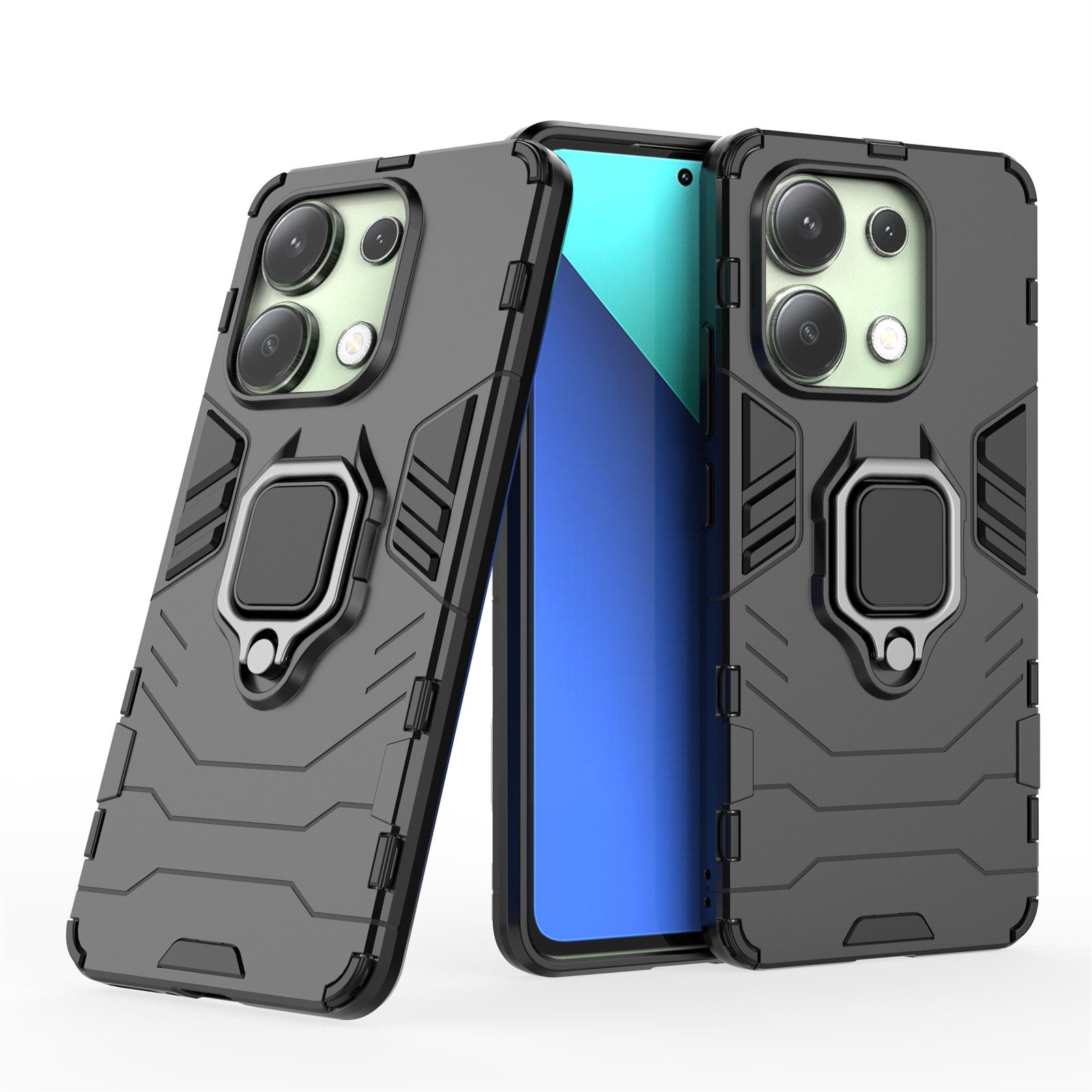 betterfon Handyhülle für Xiaomi Redmi Note 13 4G Outdoor Panzerhülle, Mit Ringhalterung, Kamera-Schutz, Magnetplatte & 3-Schicht-Schutz