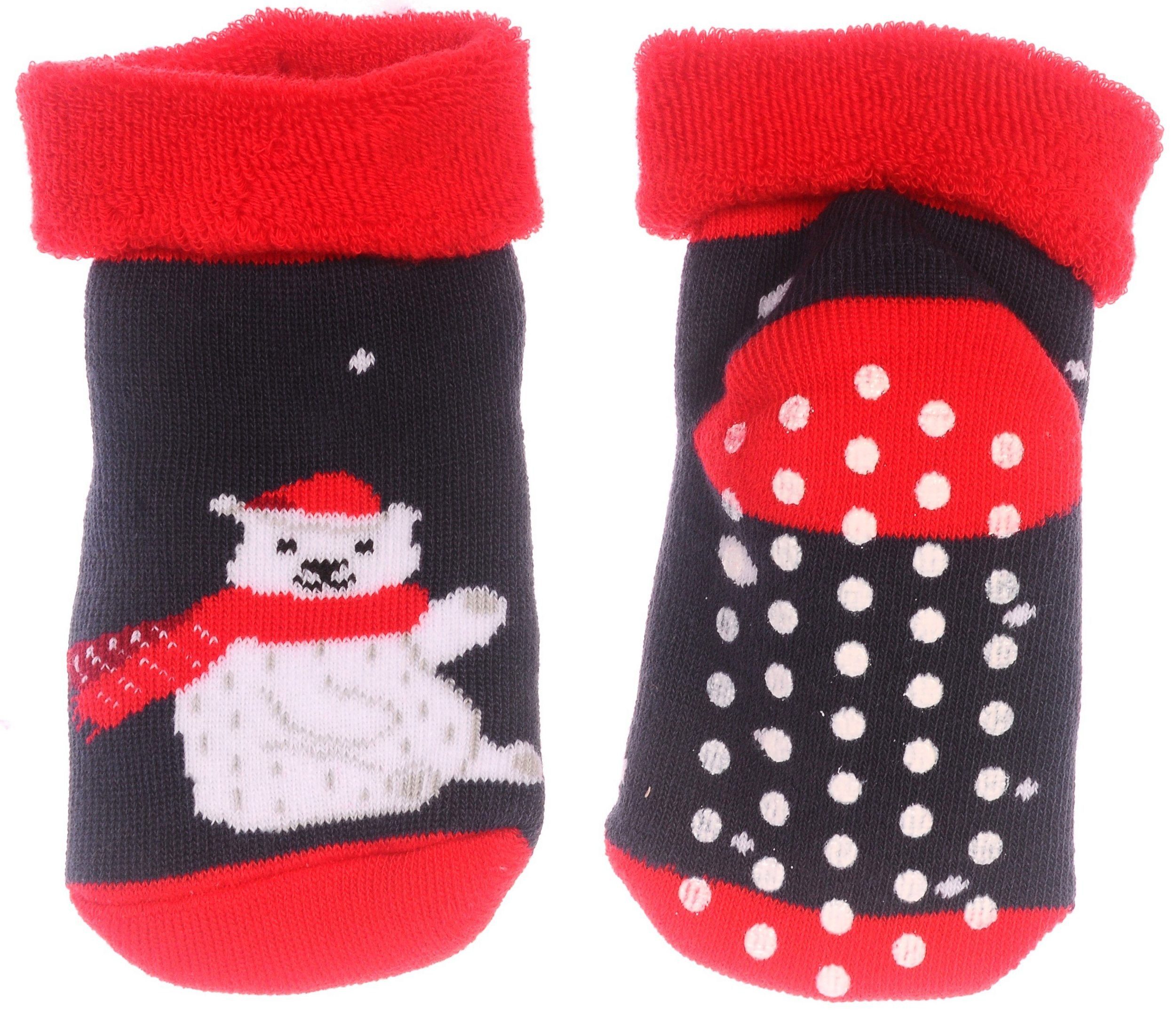 ABS-Socken Warme ABS-Frottee-Socken für Weihnachten Weihnachtssocken mit Bär