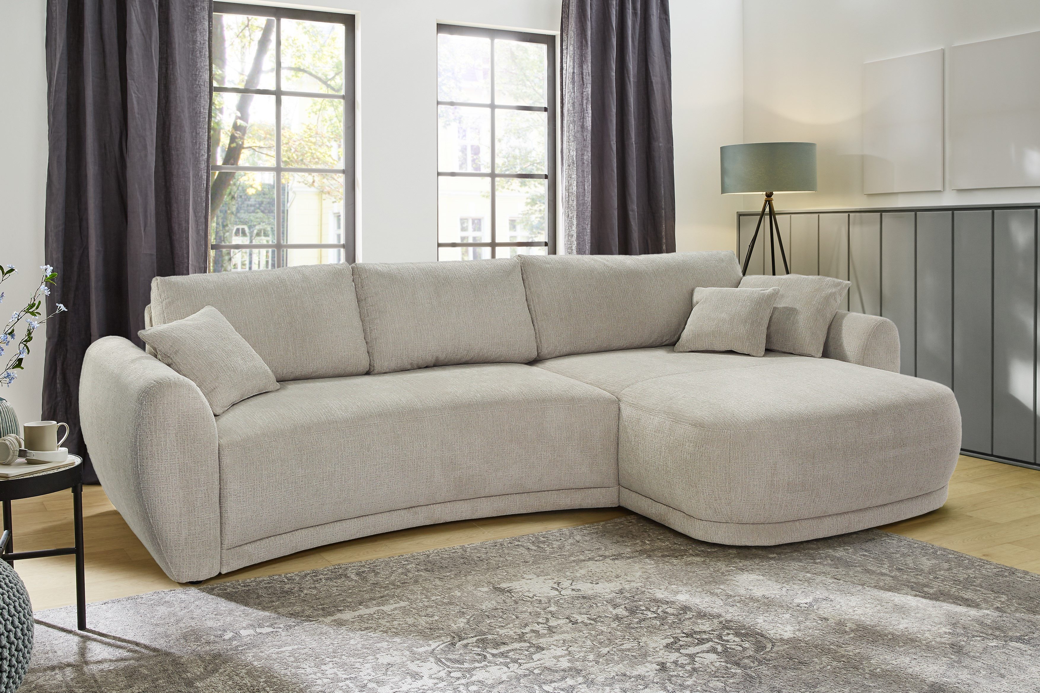 Jockenhöfer Gruppe Ecksofa Laguna L-Form mit Federkernpolsterung, in einer soften, ansprechenden Optik, links/rechts montierbar