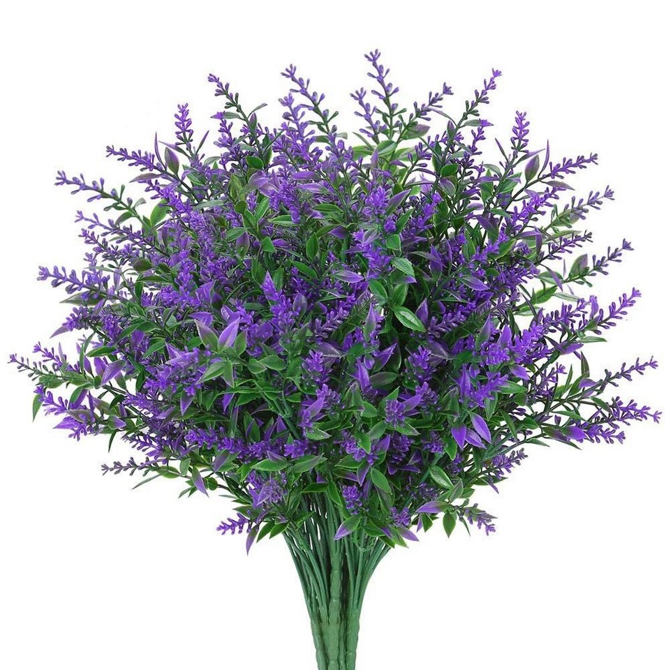Kunstblumenstrauß 4 Bündel künstliche Lavendelsträuße, künstliche Lavendelblumen, Agger, Kunstlavendel, geeignet für Zuhause, Hochzeiten und Außendekorationen