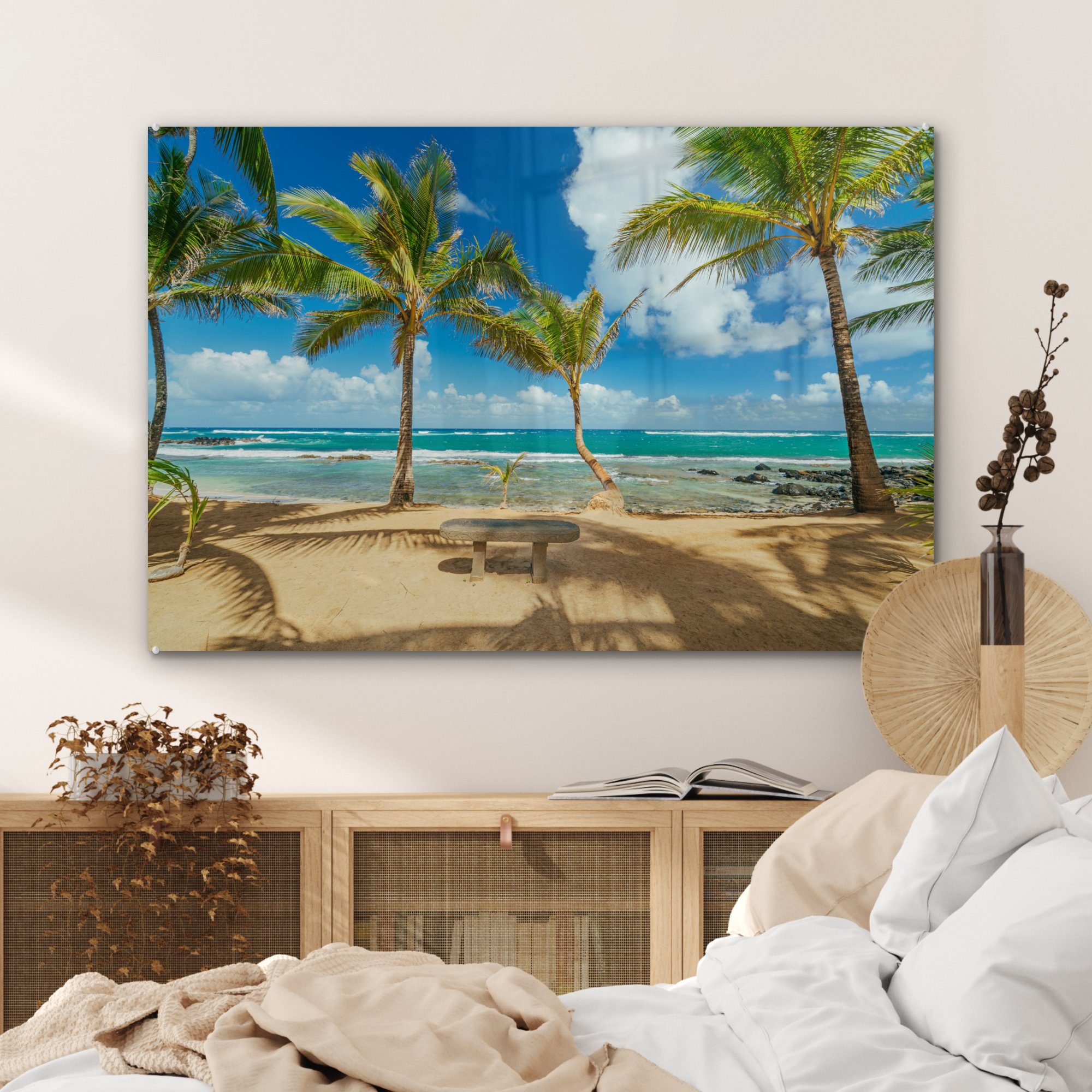 & Kuau Schlafzimmer (1 MuchoWow am Beach Maui, Acrylglasbild Palmen Acrylglasbilder Cove St), Wohnzimmer in
