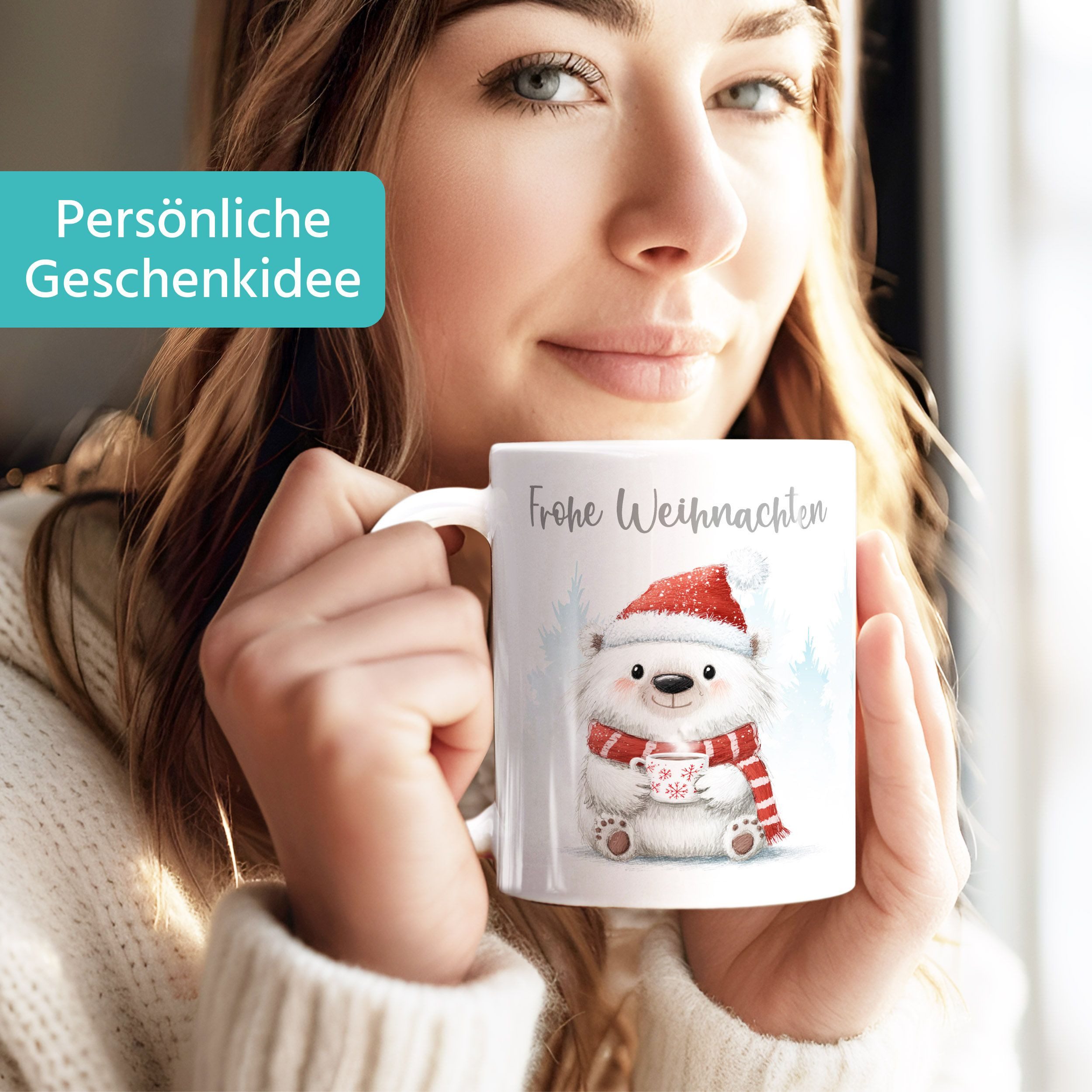 SpecialMe Tasse Tasse Bär Frohe Weihnachten Design Geschenkidee Weihnachtstasse mit, Keramik