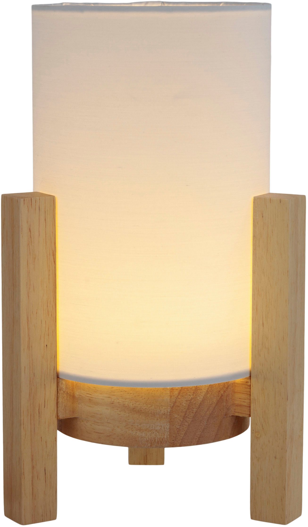 näve LED Tischleuchte Madita, Ein-/Ausschalter, LED wechselbar, Warmweiß, Akkubetrieb, inkl. USB-C-Kabel, Holzgestell, Textilschirm, dimmbar
