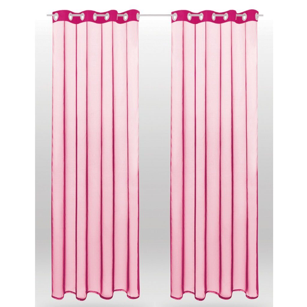 Vorhang, Bestlivings, Ösen (2 St), transparent, Voile, Gardinenset "Transparent" (2 Ösenschals) Pink