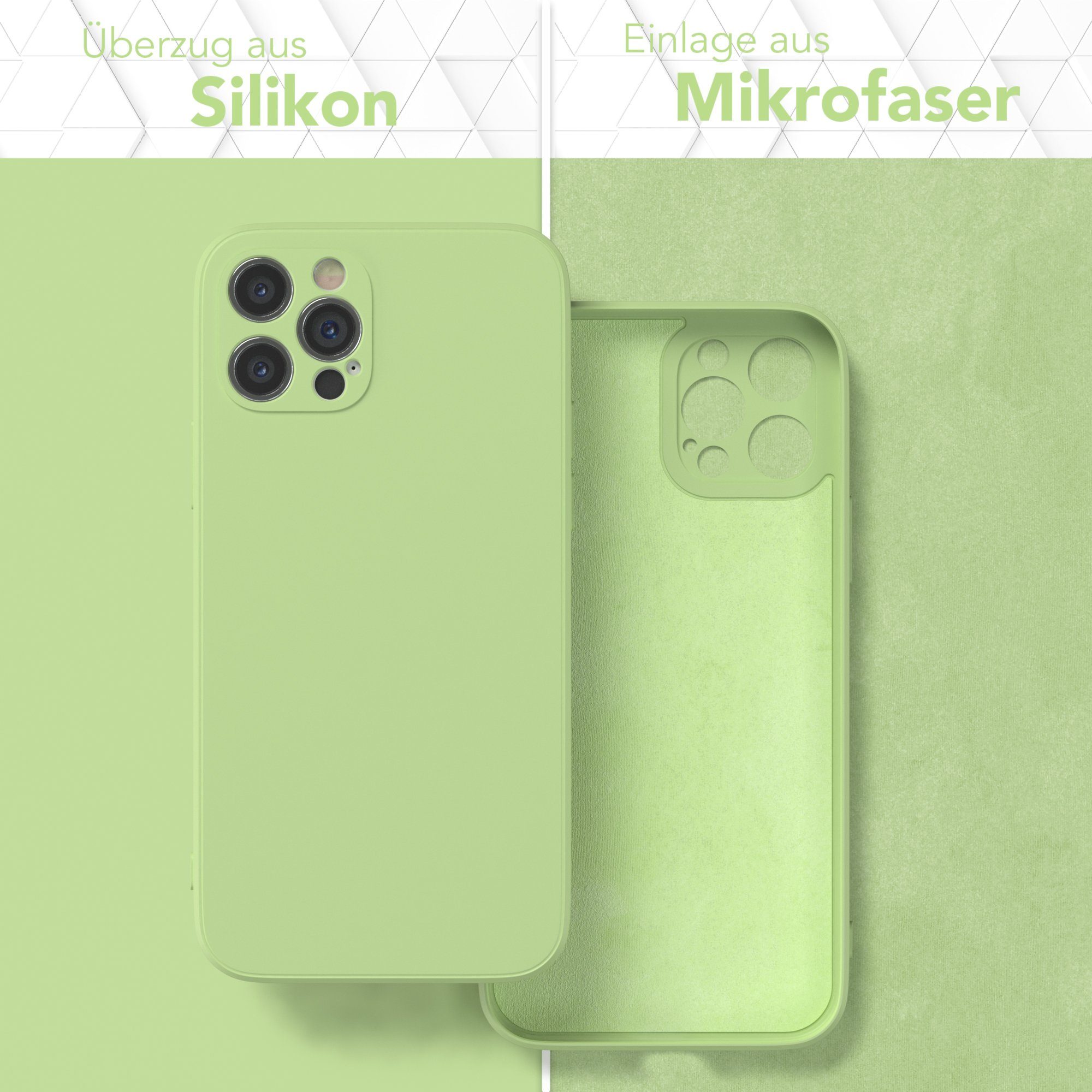 EAZY CASE Handyhülle für Apple iPhone 12 Pro Hülle Silikon 6,1 Zoll, Smart Slimcover Matt Silikon Schutzhülle mit Kameraschutz tpu Grün