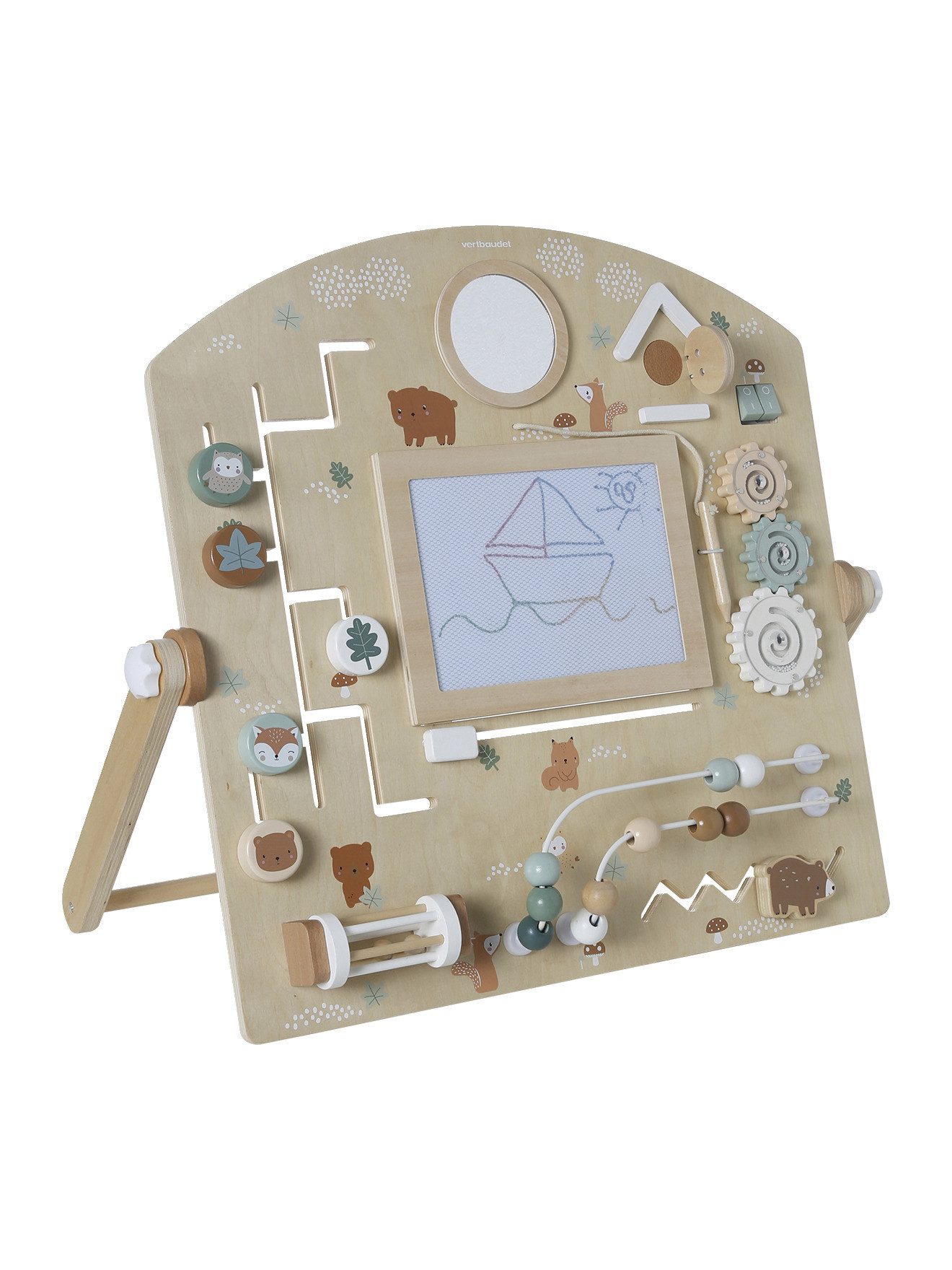 vertbaudet Lernspielzeug Baby Activity-Tafel GRÜNER WALD, Holz FSC®