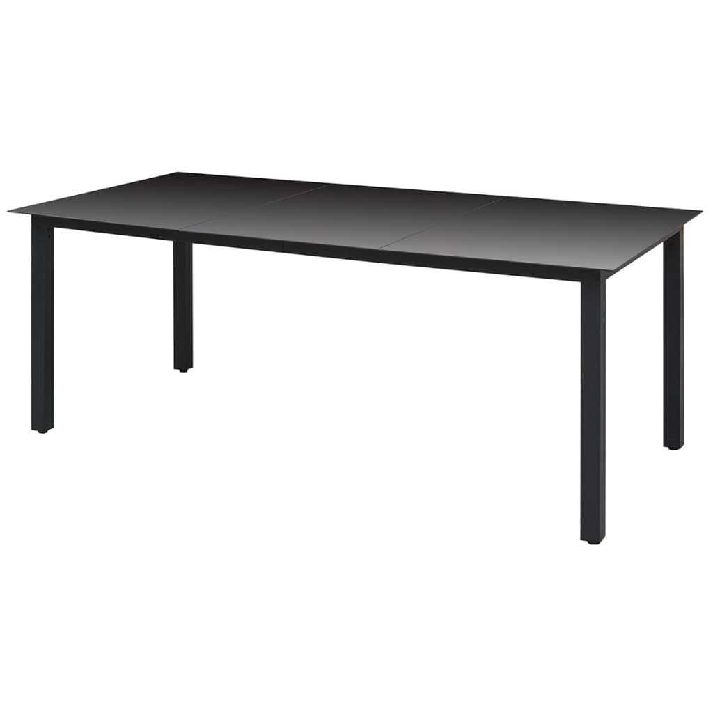 vidaXL Gartentisch 190 x 90 cm Garten-Esstisch Glas Aluminium 190x90x74 cm Schwarz