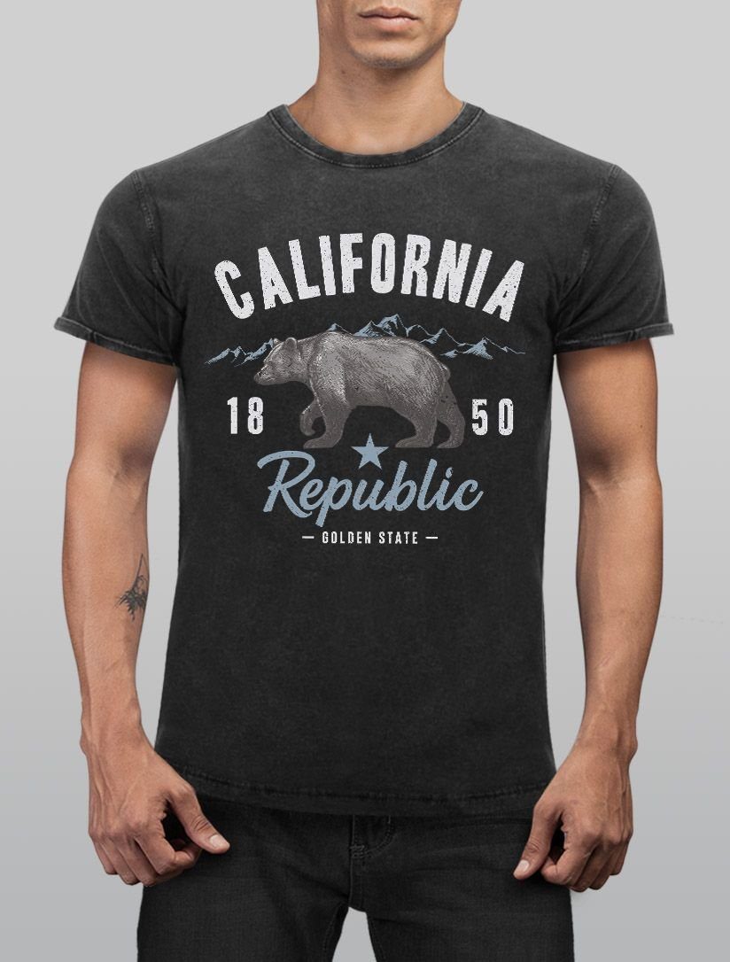 Neverless Print-Shirt Herren Vintage Shirt California günstig online kaufen