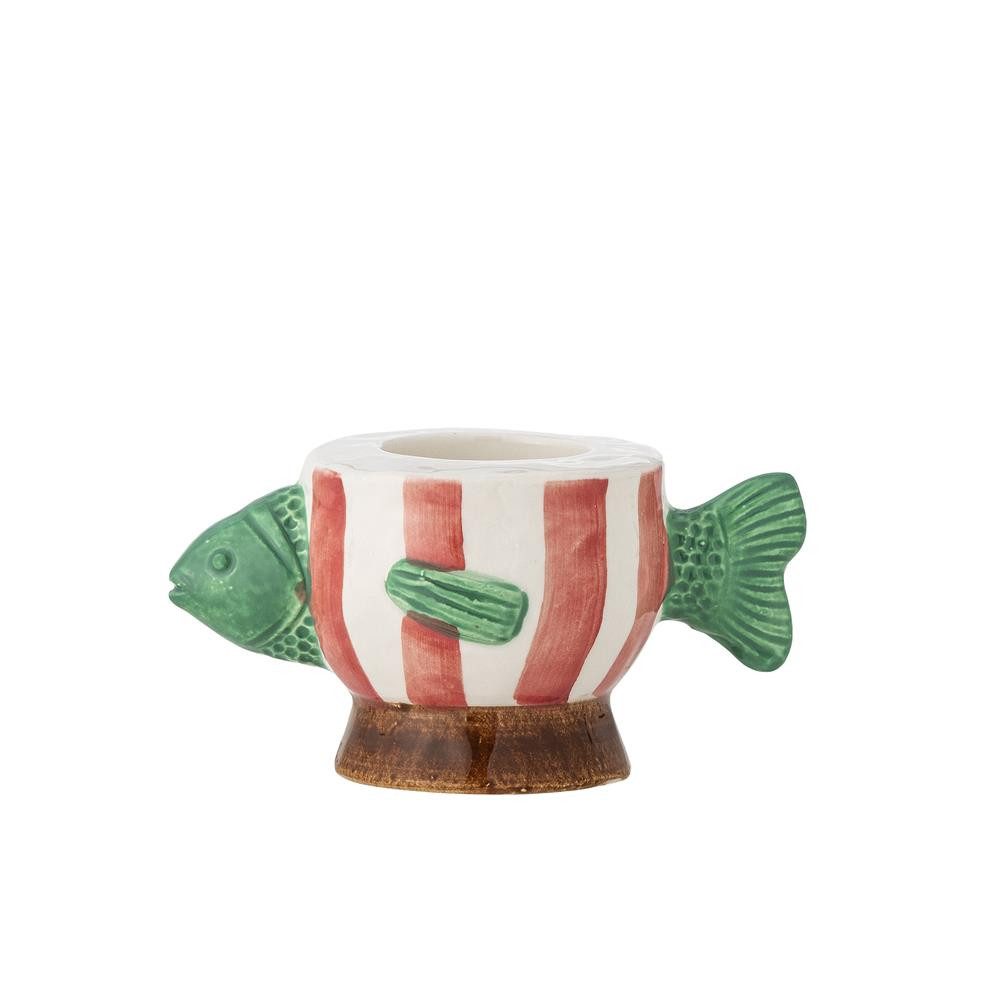Bloomingville Kerzenhalter Codia Teelicht- und Kerzenhalter, Pink, Steingut, Fisch Kerzenhalter, Teelichthalter, Tierfigur Deko, Handbemalt