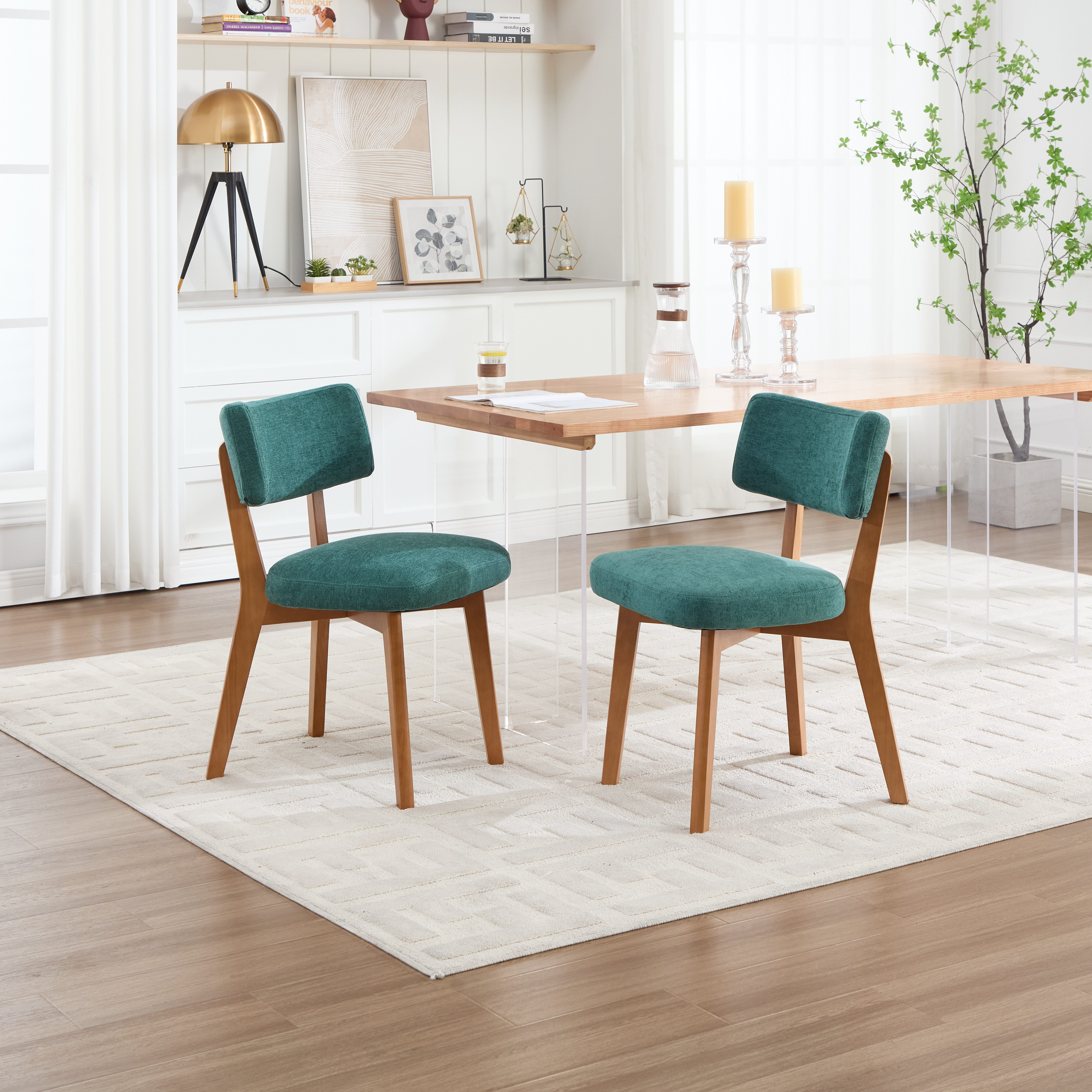 OKWISH 4-Fußstuhl Esszimmerstuhl (2er-Set mit Massivholzbeinen & gepolstert günstig online kaufen