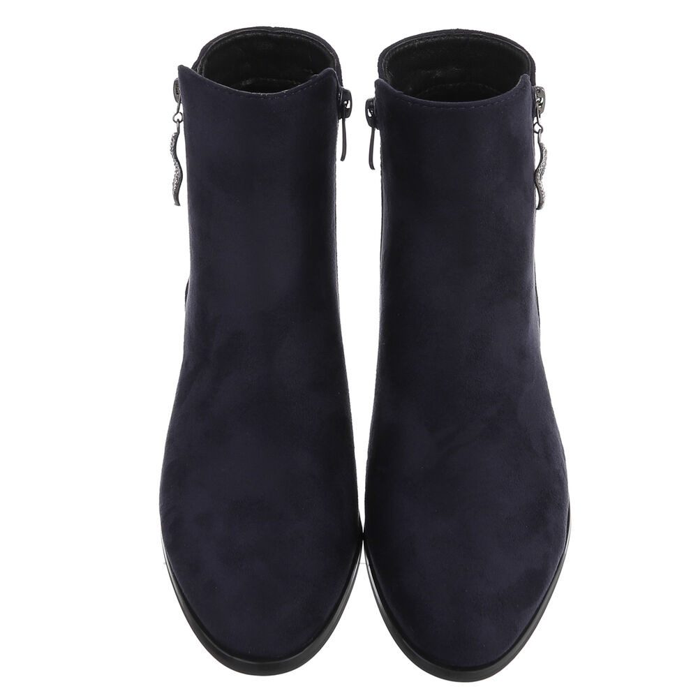 Ital-Design Elegante Stiefeletten mit Reißverschluss und Blockabsatz Stiefelette (90851823) Blockabsatz Stiefeletten in Dunkelblau – Bild 4 von 5