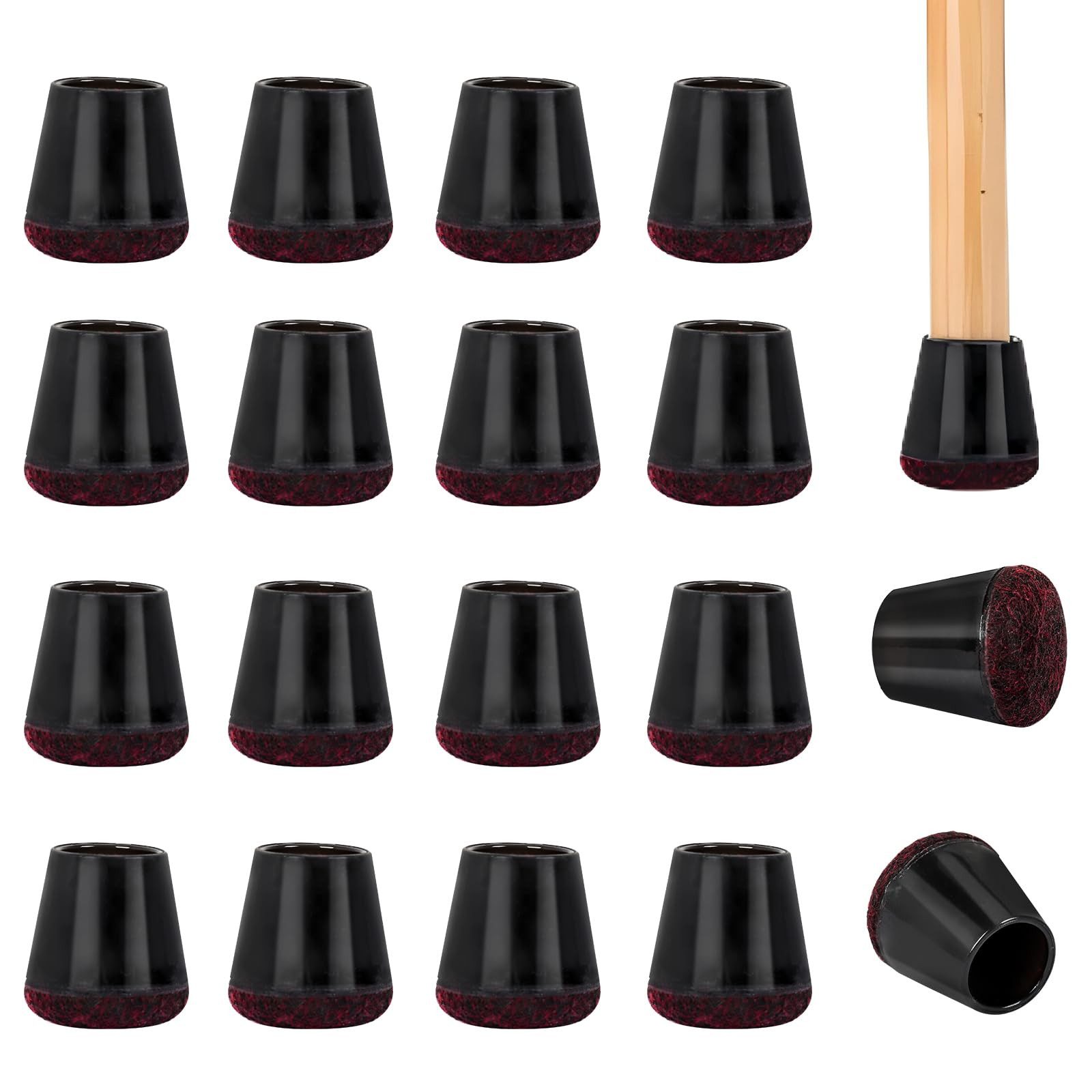 BlingBin Filzgleiter 40 Stück Stuhlbeinkappen mit Filz, Silikon-Bodenschoner für Stühle, (1er Set, 40 St), Stuhlbeinschoner für Stühle, Bodenschutz für Parkett und Fliesen