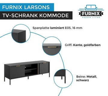 Furnix TV-Schrank Fernsehtisch LARSONS RTV153 G 2D Lowboard Kommode Anthrazit B153,1 x H53,4 x T39,5 cm, Metallbeine