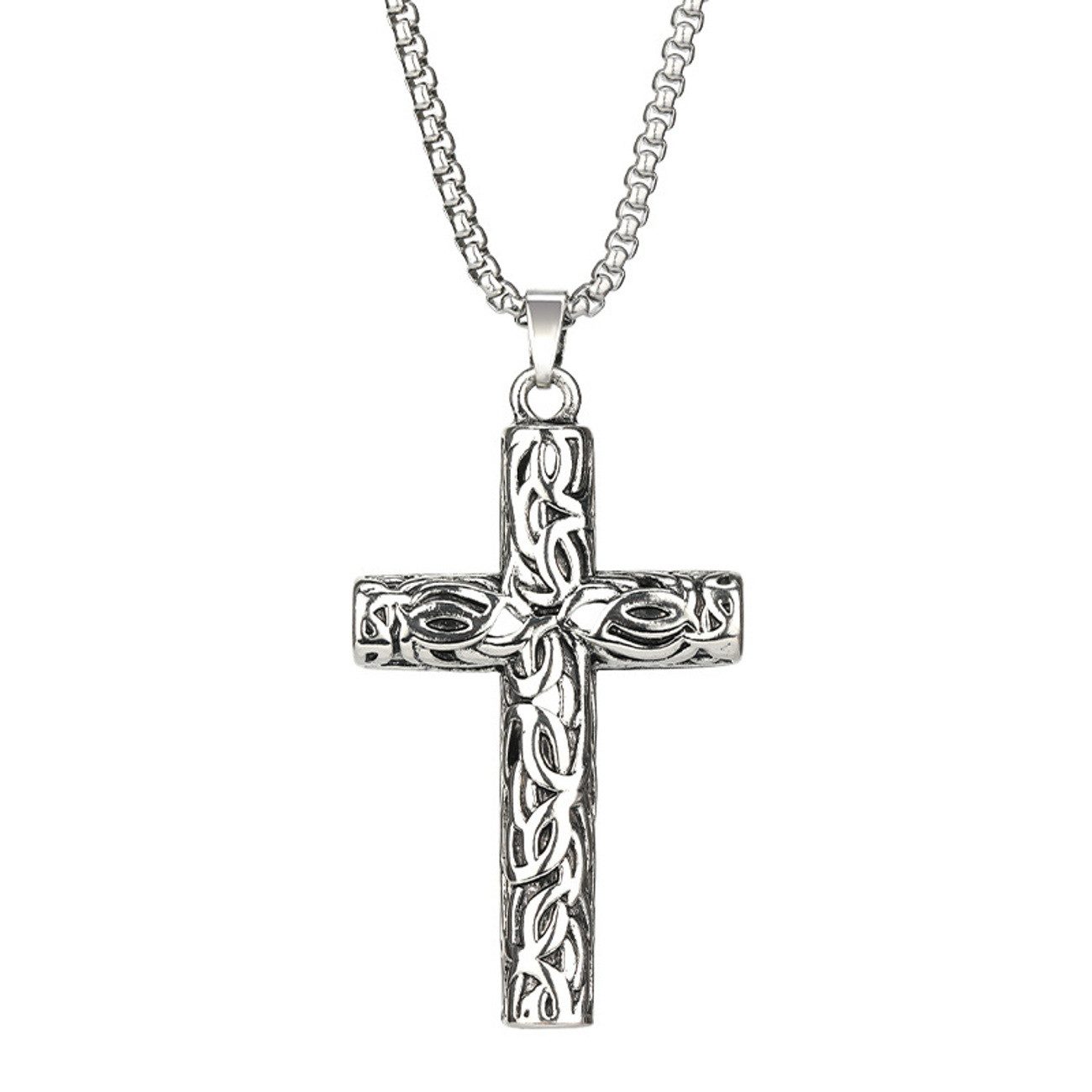 KARMA Edelstahlkette Halskette mit Kreuz Silber Herren Edelstahl 70 cm (Kre günstig online kaufen