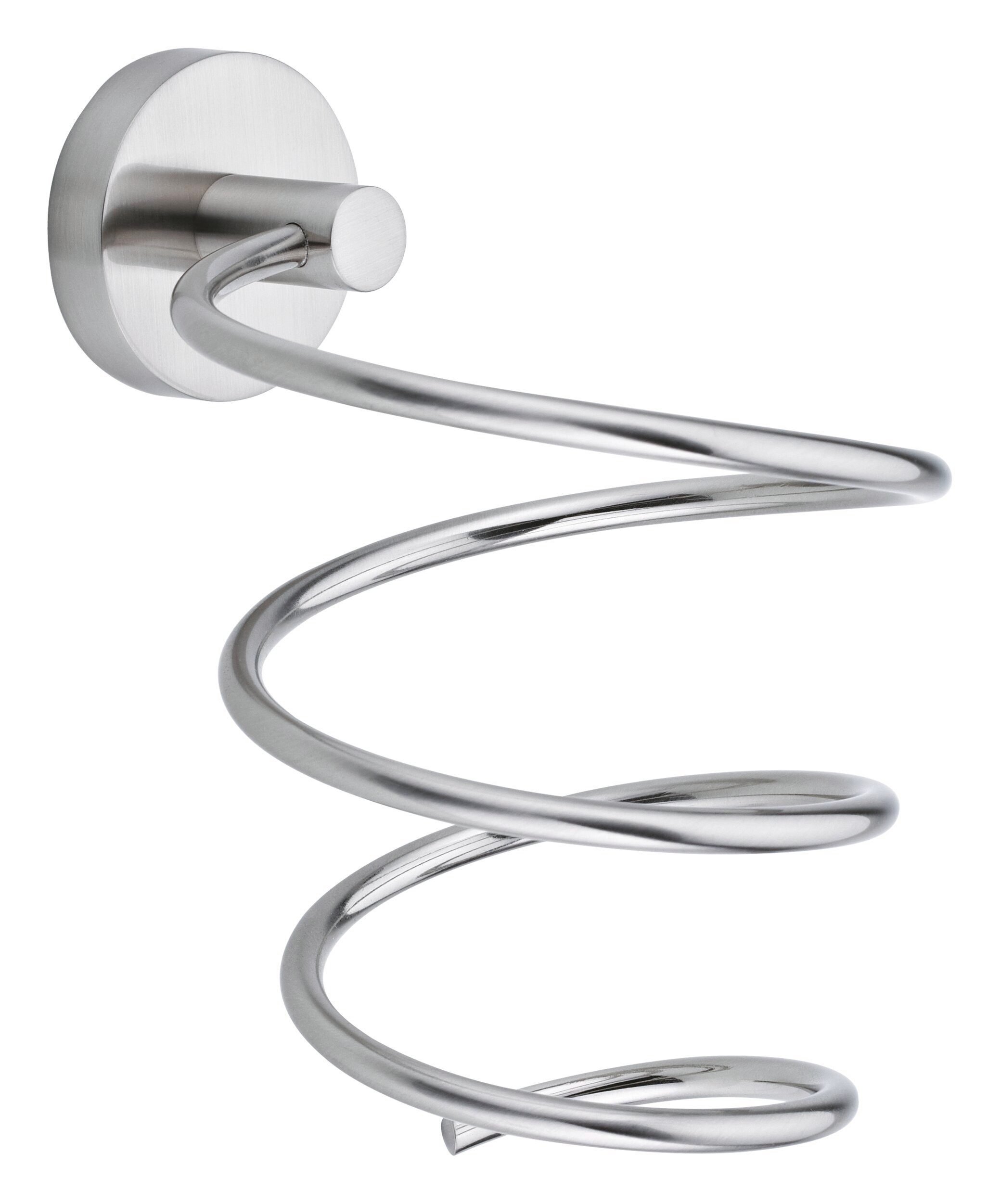 tesa Haartrocknerhalter MOON Fönhalterung ohne Bohren - 16 cm : 10 cm : 13,5 cm, (Packung, 1-tlg., selbstklebend Halter für Fön und Glätteisen - Edelstahl - silber matt)