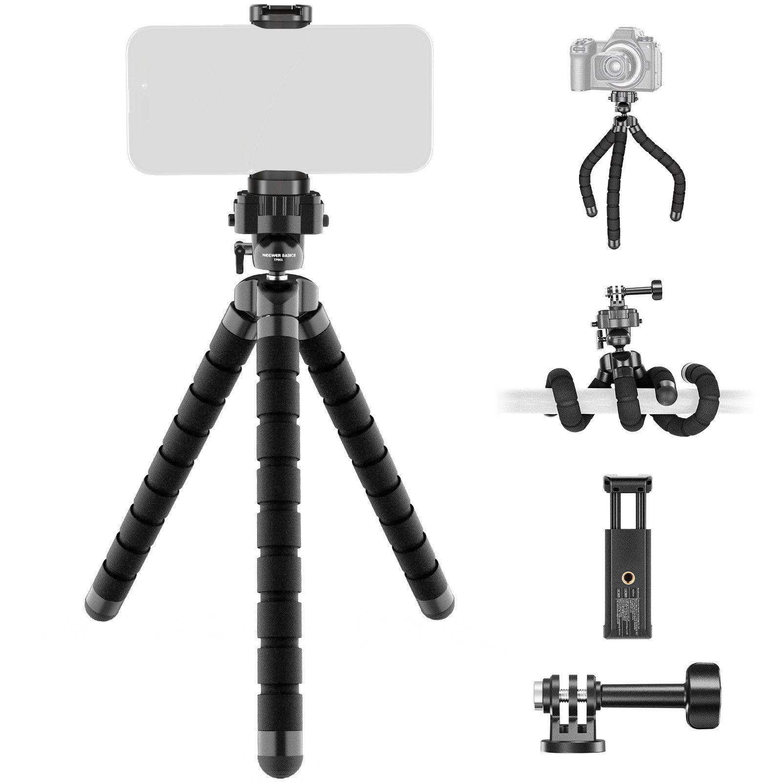 Neewer Kamerahalterung TP001 Flexibles Handy Stativ, Oktopus Mini Tischstativ, (Packung, Vlog Selfie Stick Halterung für Smartphone Kamera Videoaufnahmen)