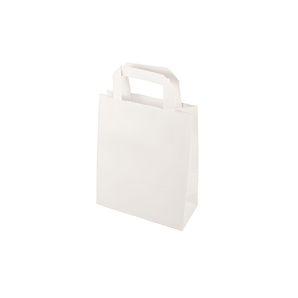 PAPSTAR Tragetasche 400 x Tragetaschen, Papier 22 cm x 18 cm x 10 cm weiss mit Tragegriff