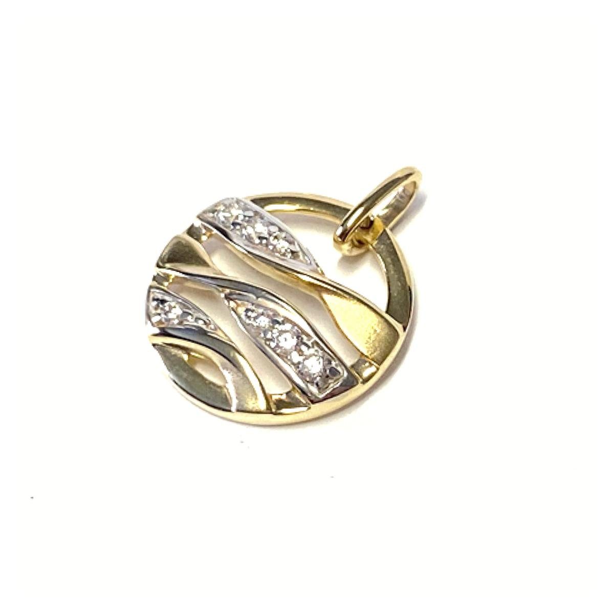 Edelschmiede925 Schmuckset Anhänger Gold Geschenk 333/- Gelbgold mit Zirkonias rund Wellen