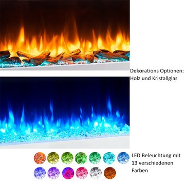 RICHEN Elektrokamin Nikos, Standkamin mit Heizung 2000W, 3D-Flammeneffekt, LED-Beleuchtung, Fernbedienung, Timer, Thermostat