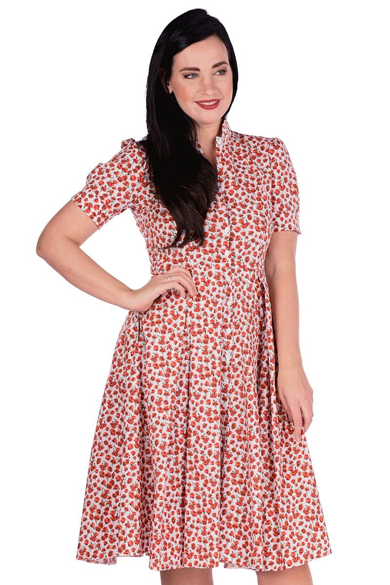 Femkit Trachtenkleid Sommerkleid - EVELYN - creme/mohn