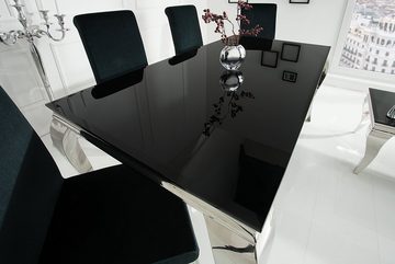 riess-ambiente Esstisch MODERN BAROCK 200cm schwarz / silber (1-St), Esszimmer · Opalglas · Edelstahl · eckig