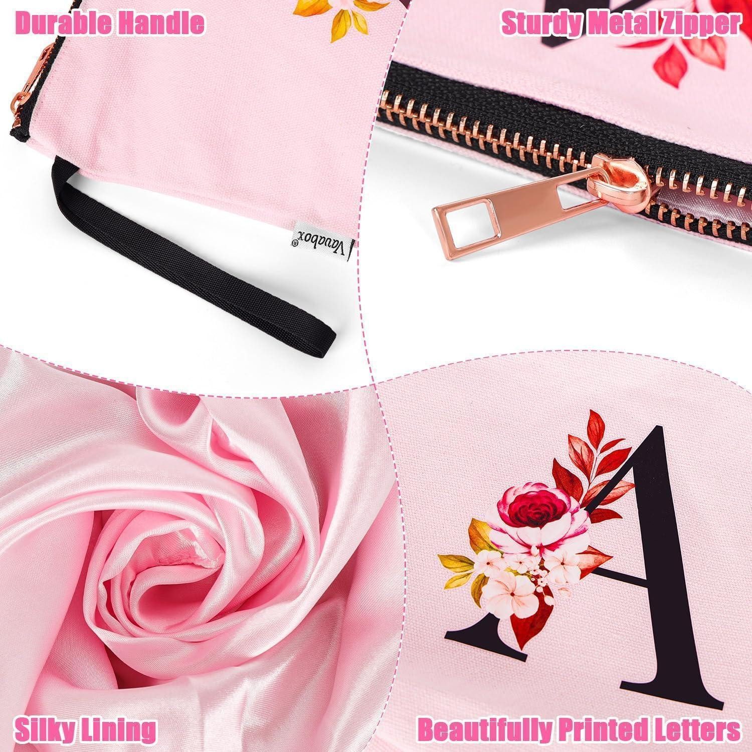 LuxusKollektion Kosmetiktasche Kosmetiktasche personalisierte AZ Frauen Brautjungfern Pink E