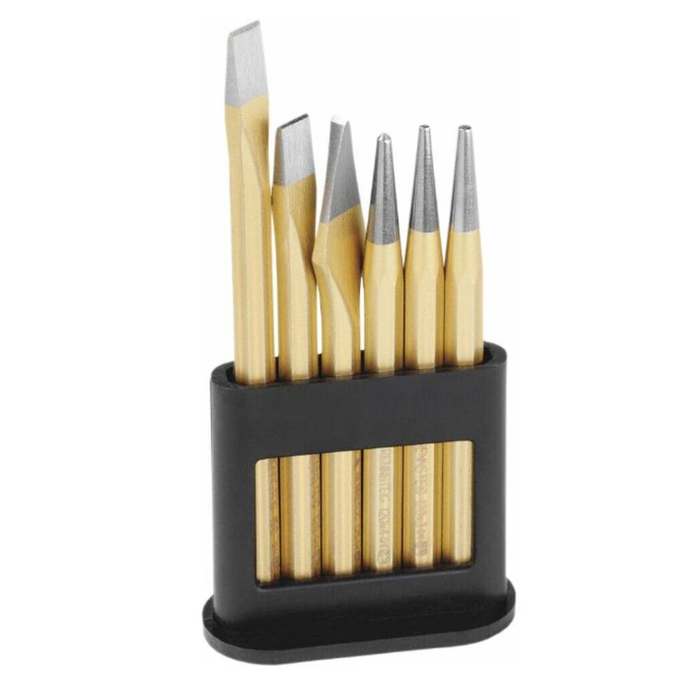 Rennsteig Инструментe Flachmeißel Долото- und Durchschläger-Satz im Kunststoff-Halter R421 000 09