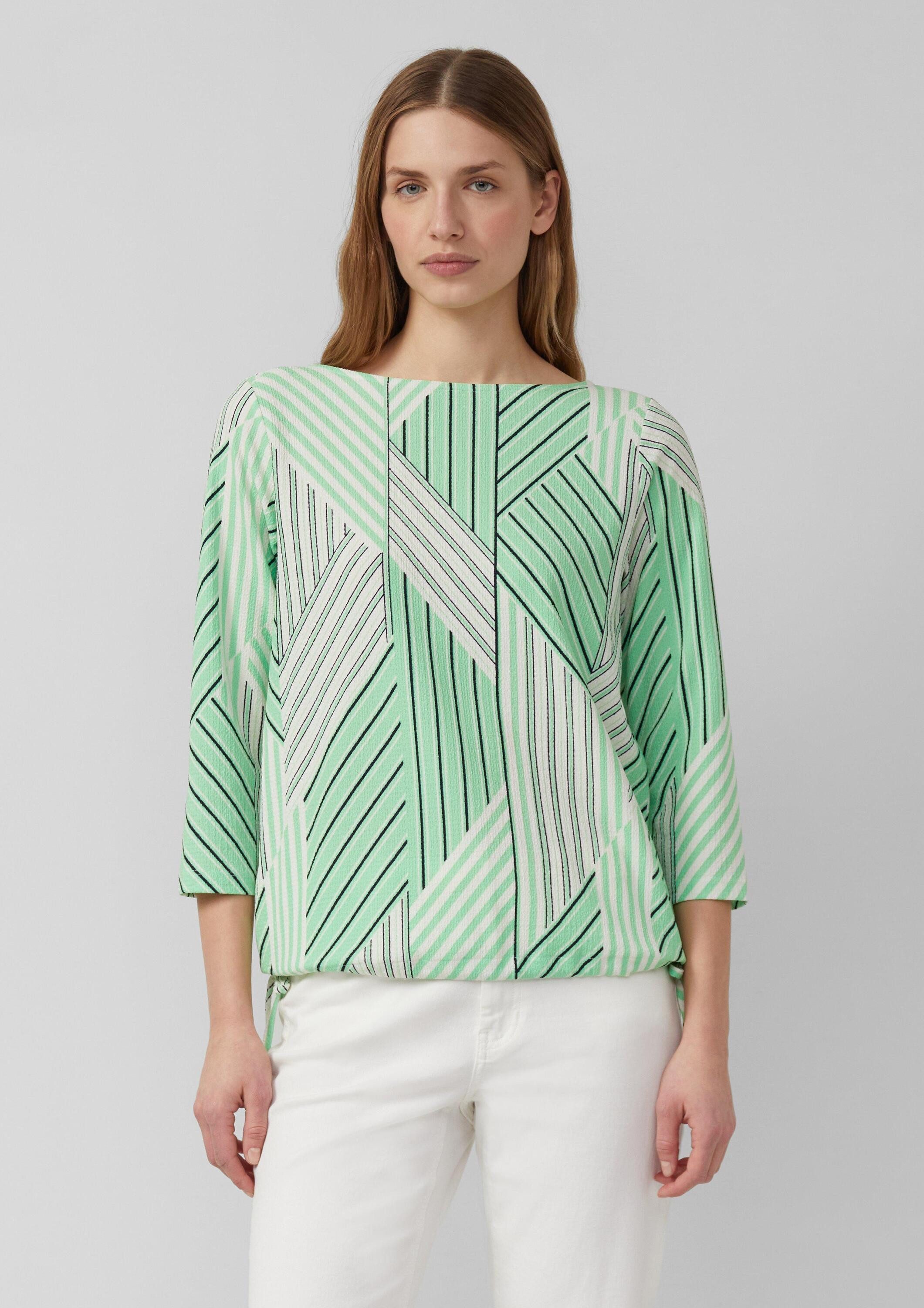 s.Oliver 3/4-Arm-Shirt T-Shirt Strukturierte Shirt-Bluse mit U-Boot-Ausschnitt