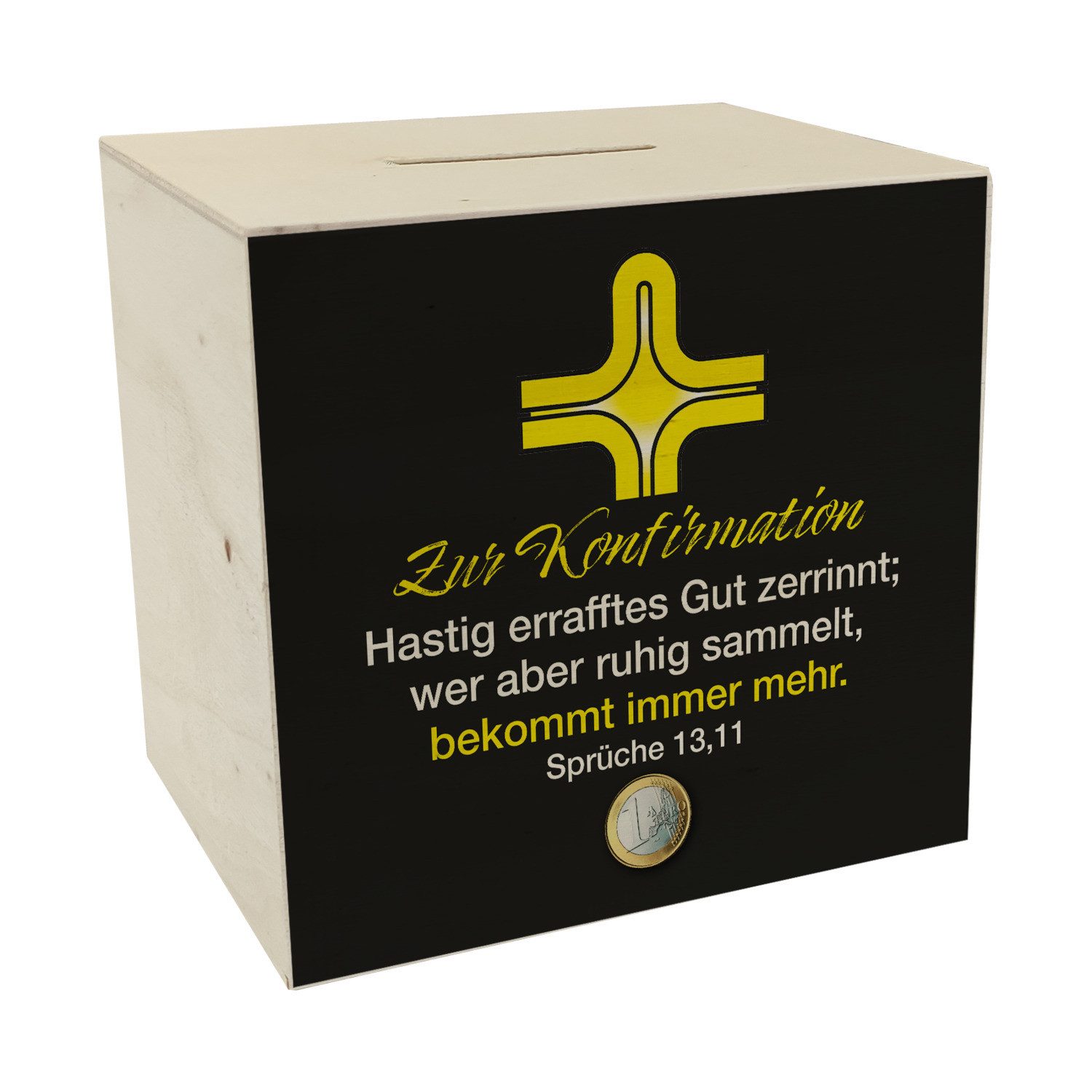speecheese Spardose Sprüche 13,11 Bibelvers Spardose aus Holz in
