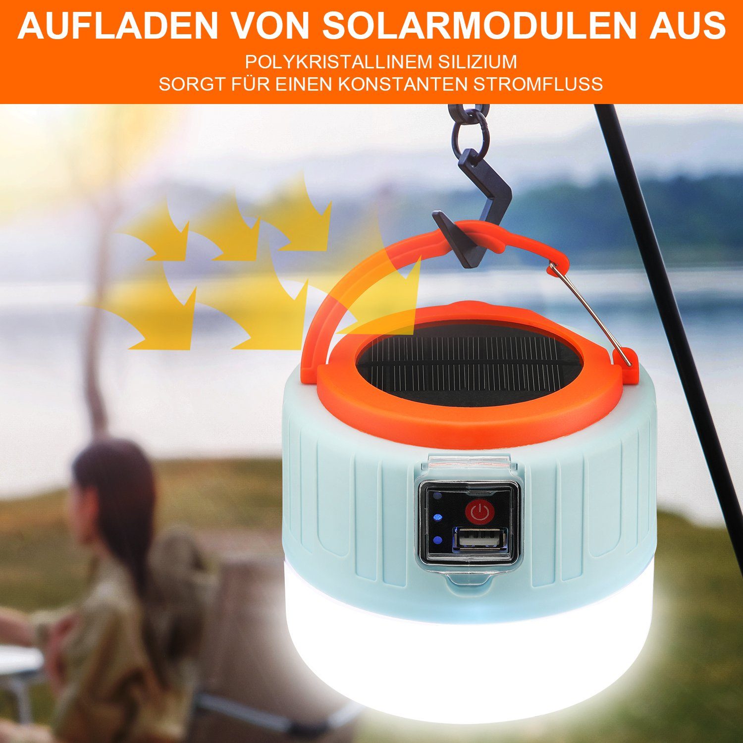 Laterne Solarleuchte LED Campinglampe iscooter wiederaufladbare Tragbar LED