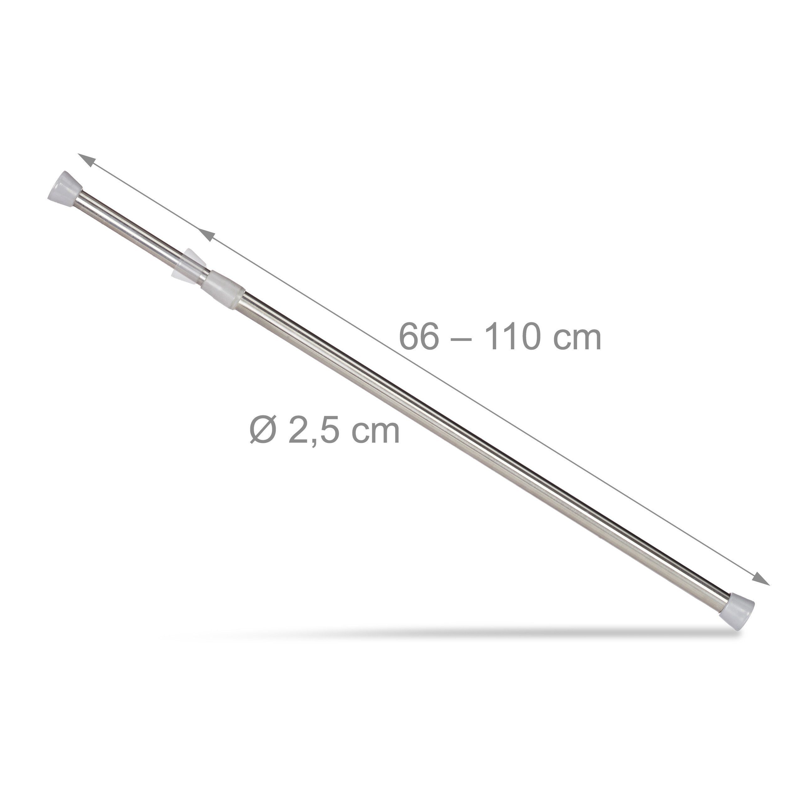 relaxdays Duschstange Teleskopstange aus Edelstahl, 66 - 110 cm – Bild 4 von 5