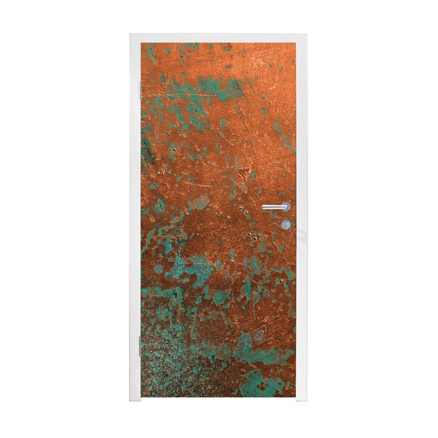 MuchoWow Türtapete Grün - Bronze - Rost, Matt, bedruckt, (1 St), Fototapete für Tür, Türaufkleber, 75x205 cm