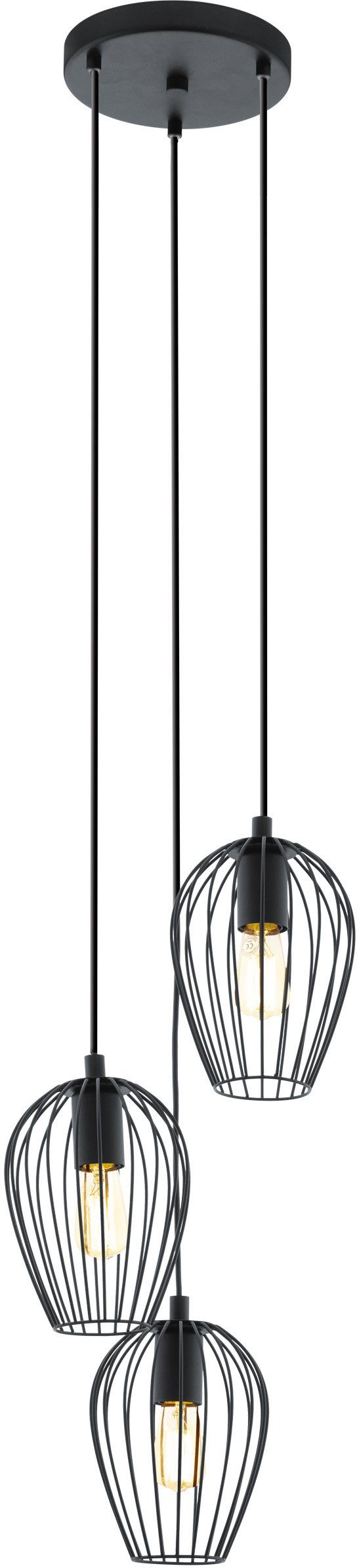 EGLO Pendelleuchte NEWTOWN Pendellampe, schwarz, Stahl, E27, Hängeleuchte, Rondell, ohne Leuchtmittel, Hängelampe, Schlicht, Vintage, Retro, Wohnzimmer, Esszimm – Bild 3 von 5
